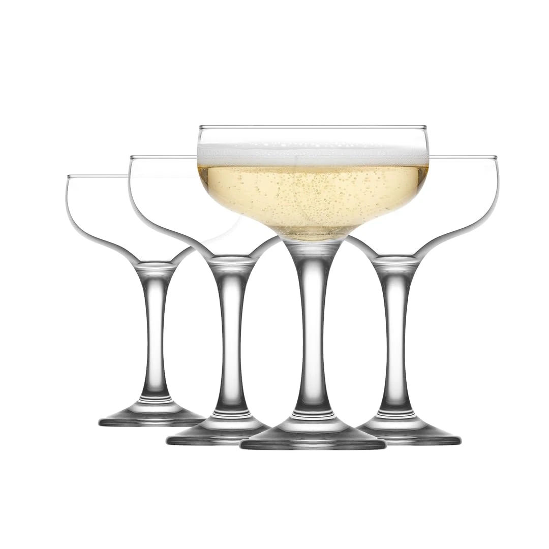 Amazon.com: LAV Small Champagne Coupe Cocktail Glasses Set of 4 - Margarita, Martini, Wine, Cute Vintage Glassware - 7.9 oz - Elegant Classy Birthday, Bachelorette Party Gift, Bride, Champagne Tower, Home, Bar: Home & Kitchen