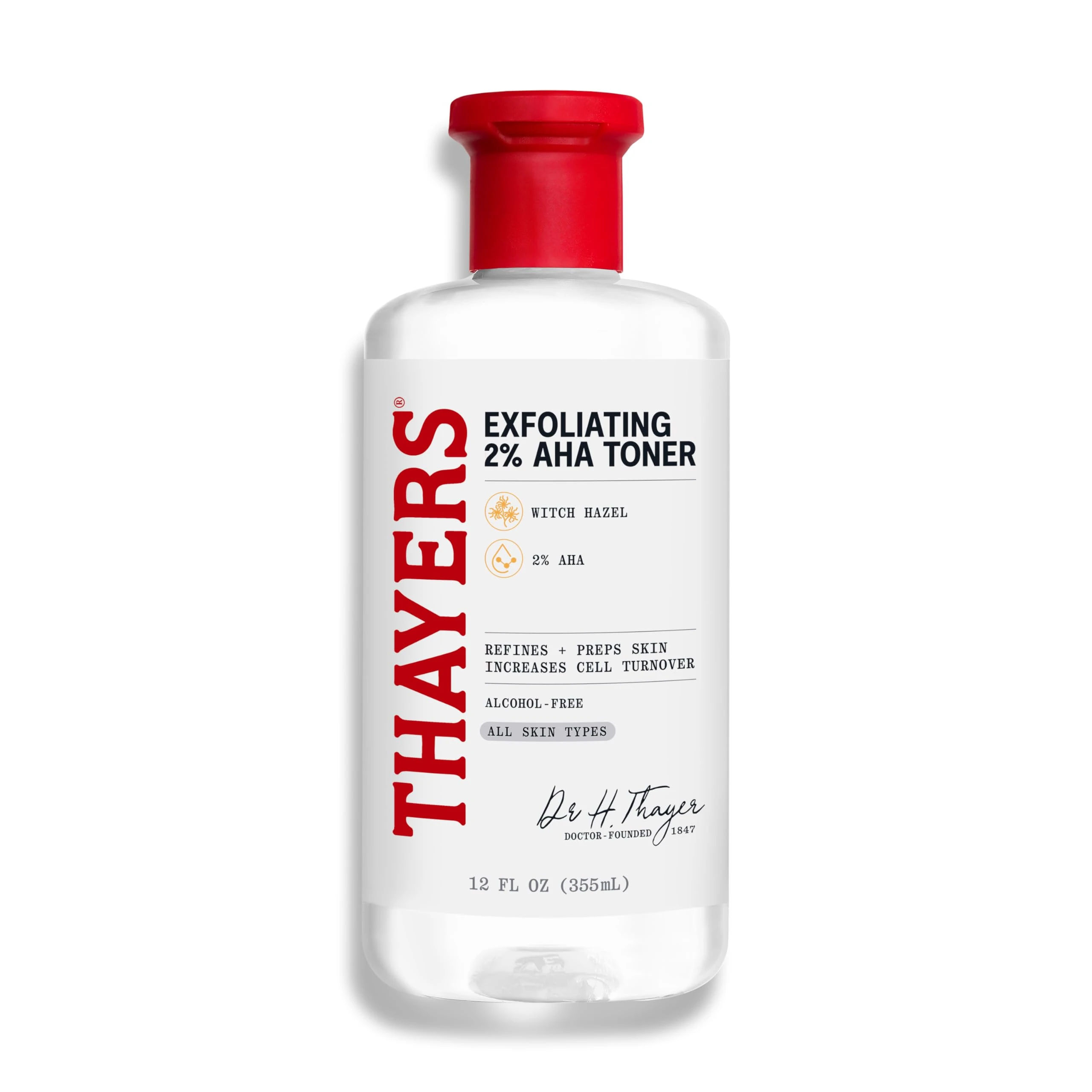 Amazon.com : Thayers 2% AHA Exfoliating and Brightening Toner with Glycolic Acid, Lactic Acid and Witch Hazel, Smoothing and Pore Refining Skin Care for All Skin Types, 12 Fl Oz​ : Beauty & Personal Care