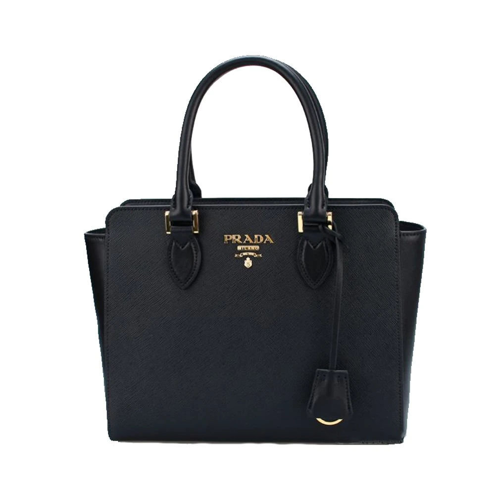 Amazon.com: Prada Women's Saffiano Black Leather Shoulder Tote Handbag Medium 1BA113 : Clothing, Shoes & Jewelry
