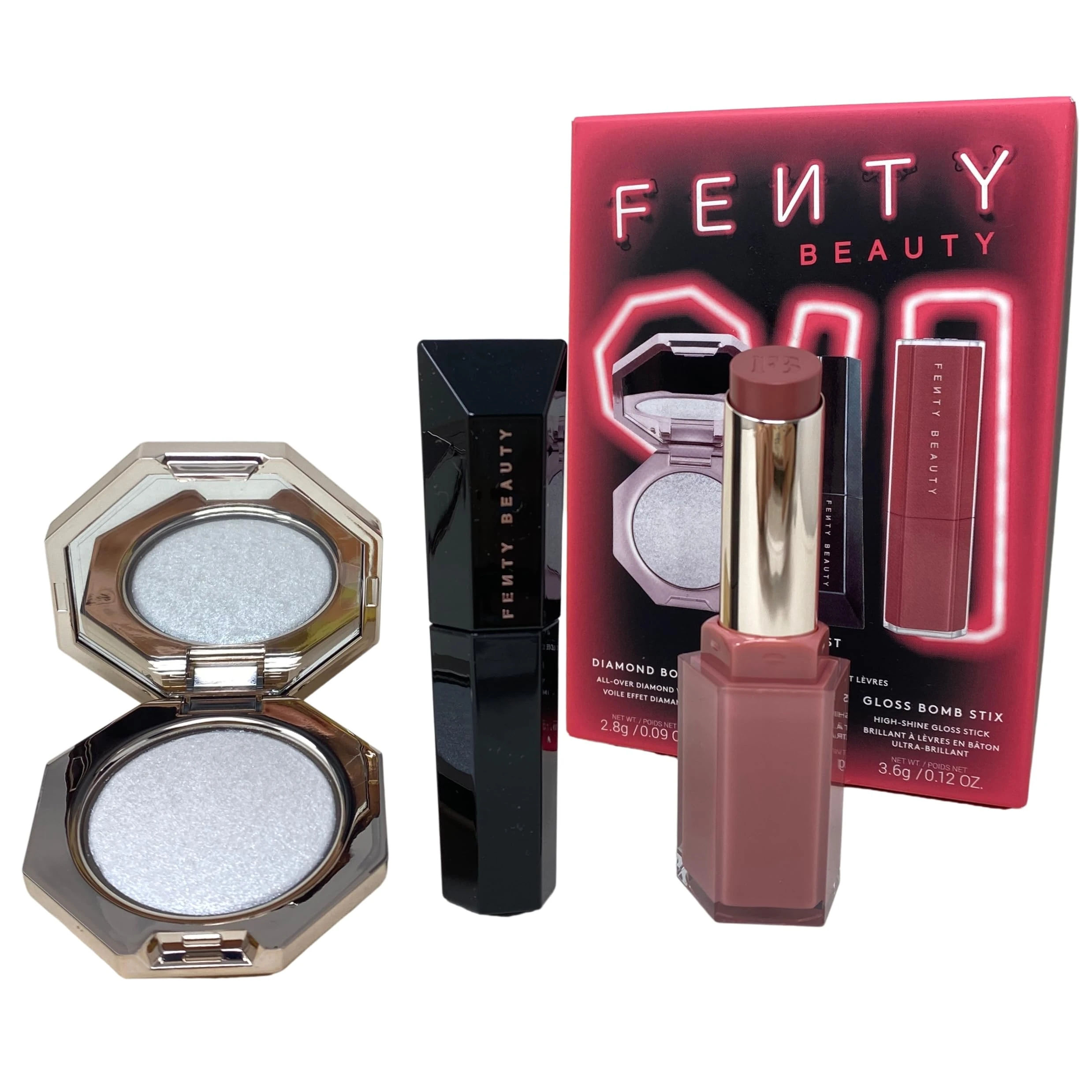 Amazon.com : FENTY BEAUTY Fenty's Finest Limited Edition 3-Piece Set - Mini Hella Thicc Mascara, Diamond Bomb Veil & Gloss Bomb Stix : Beauty & Personal Care
