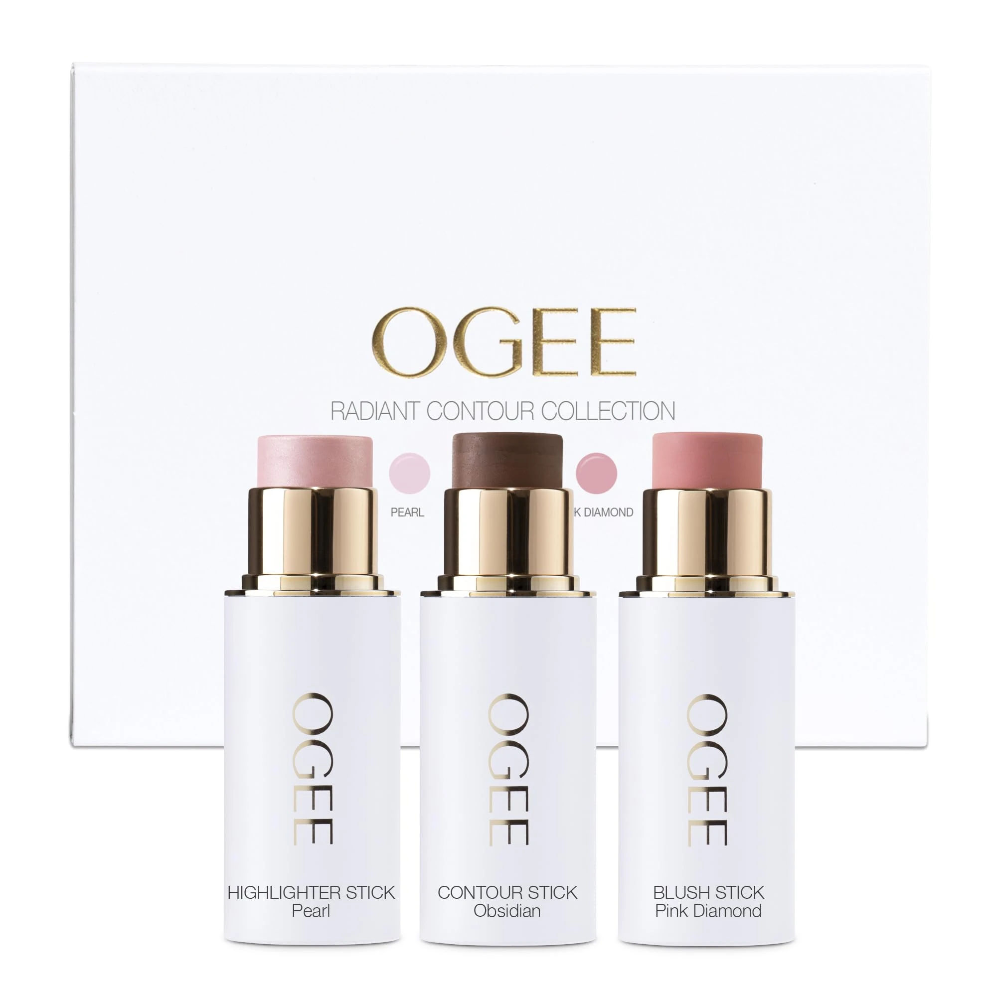 Amazon.com: Ogee Face Stick Radiant Collection Trio - Contour Stick Makeup Collection - Certified Organic Contour Palette - Includes Bronzer Stick, Blush Stick & Highlighter Stick : Beauty & Personal Care