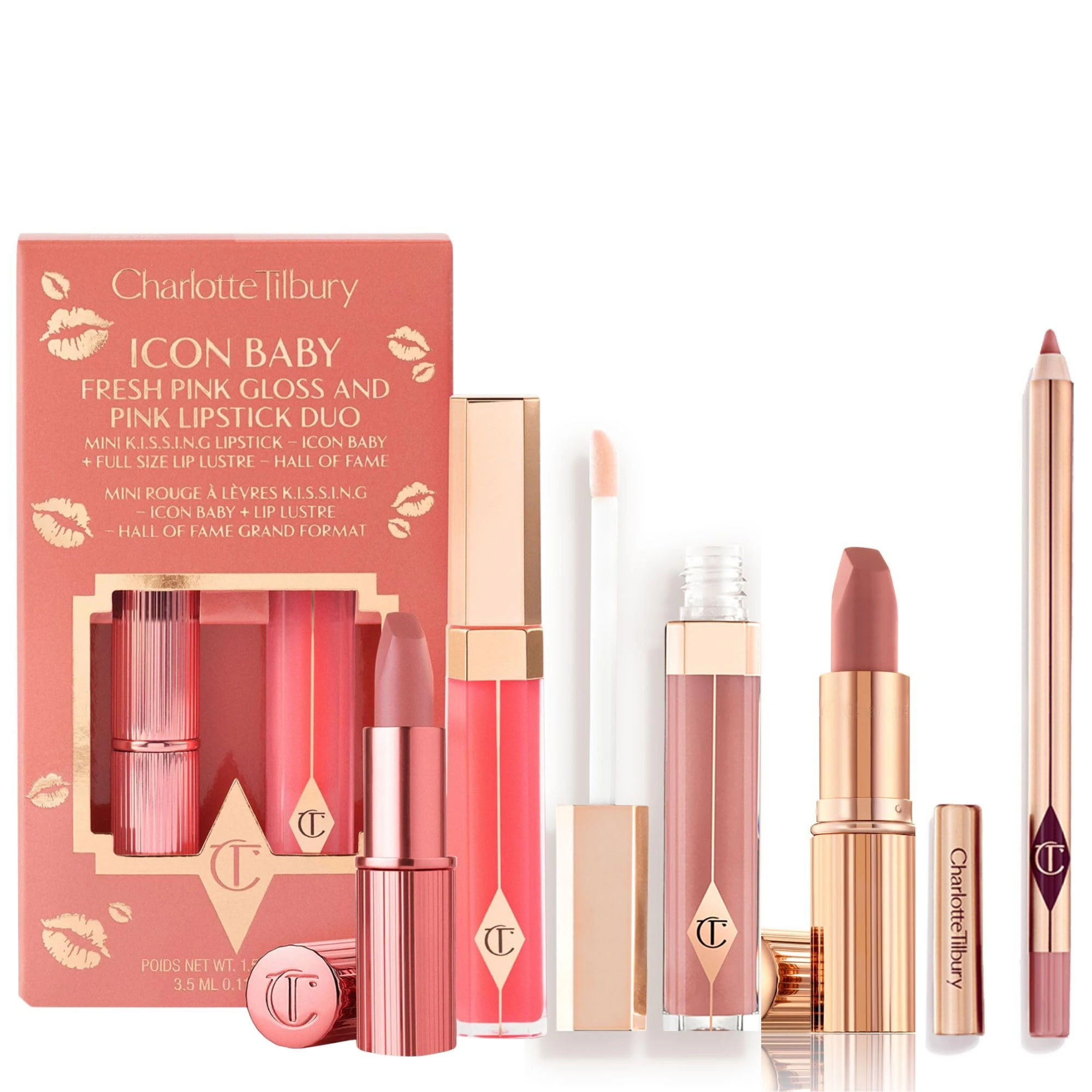 Amazon.com: Charlotte Tilbury Holiday Kit - Pillow Talk Matte Revolution Lipstick + Lip Cheat Liner + Lip Lustre Gloss & Icon Baby Duo - Iconic Nude-Pink Shades for a Gorgeous, Glossy Pout, All Season Long