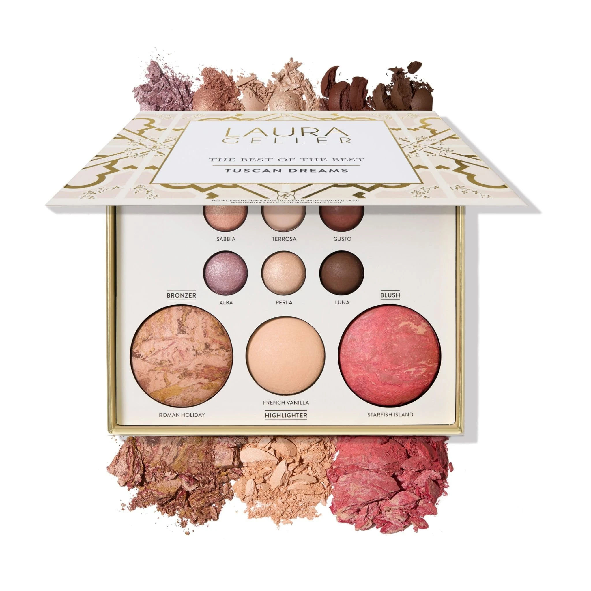 Amazon.com : LAURA GELLER NEW YORK The Best of the Best Baked Palette - Tuscan Dreams - Full Size - Includes Bronzer, Blush, Highlighter and 6 Eyeshadows - Travel-Friendly (Best of the Best Tuscan Dreams) : Beauty & Personal Care