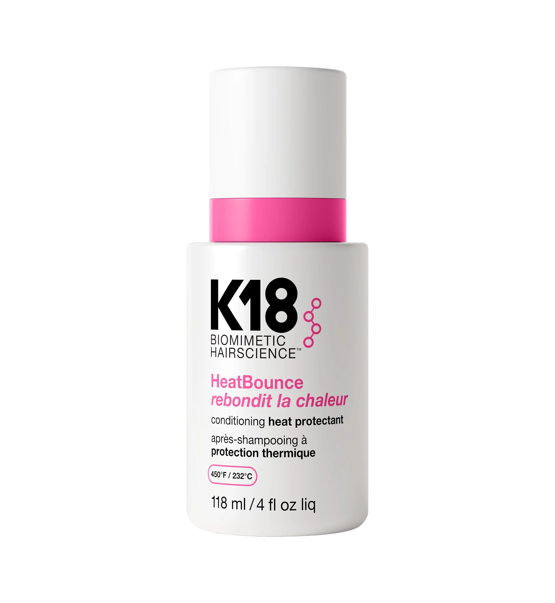 Amazon.com: K18 HeatBounce Conditioning Heat Protectant Spray, Lightweight Leave-In Conditioner + 450℉ (232°C) Heat Protection, Soften, Smooth + Detangle All Hair Types, 4 Fl Oz Liq : Beauty & Personal Care
