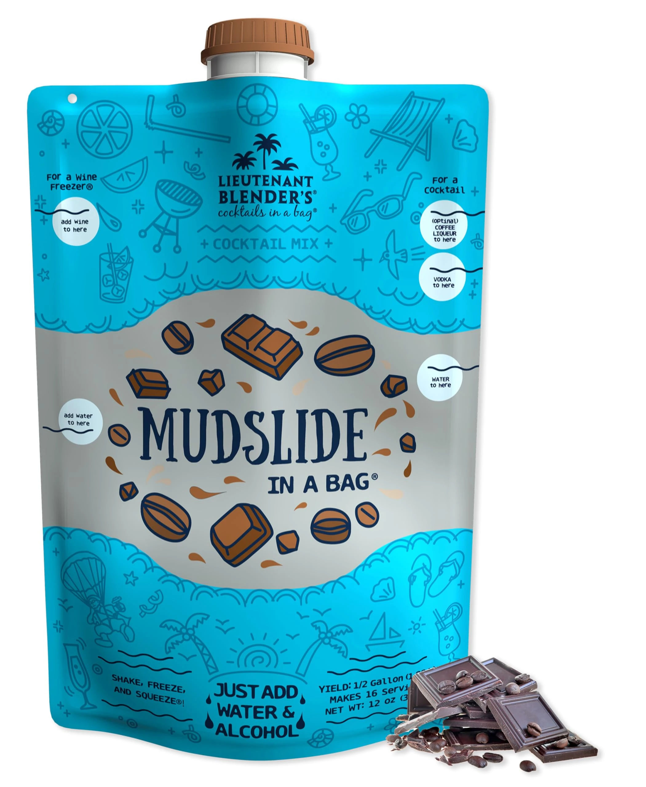 Amazon.com : Lt. Blender's Mudslide Cocktail Mix - All Natural Creamy Rich Chocolate Coffee Blend, Easy to Make Slushy Cocktail, Resealable and Portable, 16 Servings per bag (Pack of 1) : Grocery & Gourmet Food