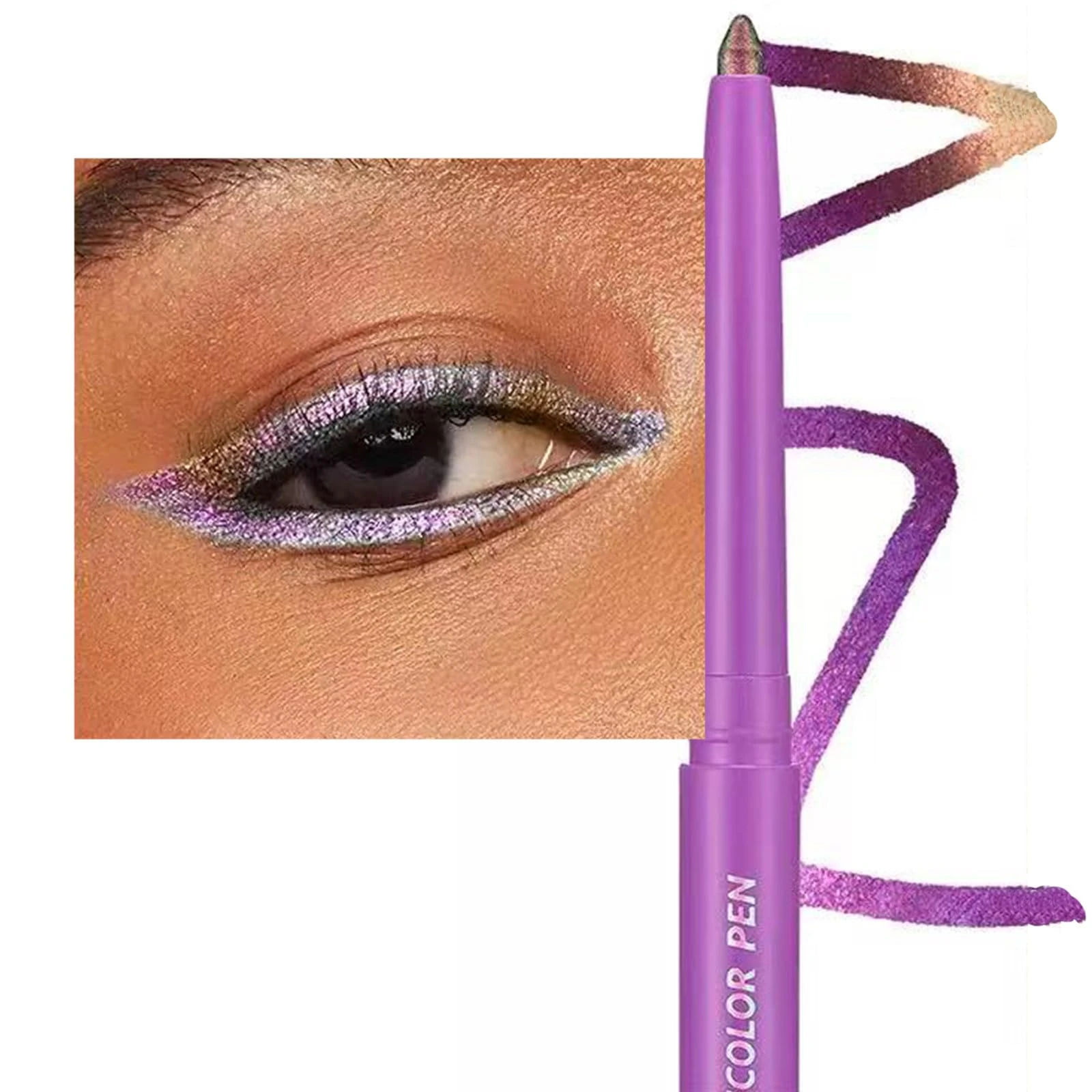 Amazon.com : TWLBXMG Purple Pink Eyeliner Chameleon Metallic Glitter Eyeliner Pen Multicolor Cream Shimmer Glitter Smooth Eyeshadow Stick Waterproof Long Lasting Eye liner Pencil,Party Stage Use # 03 : Beauty & Personal Care