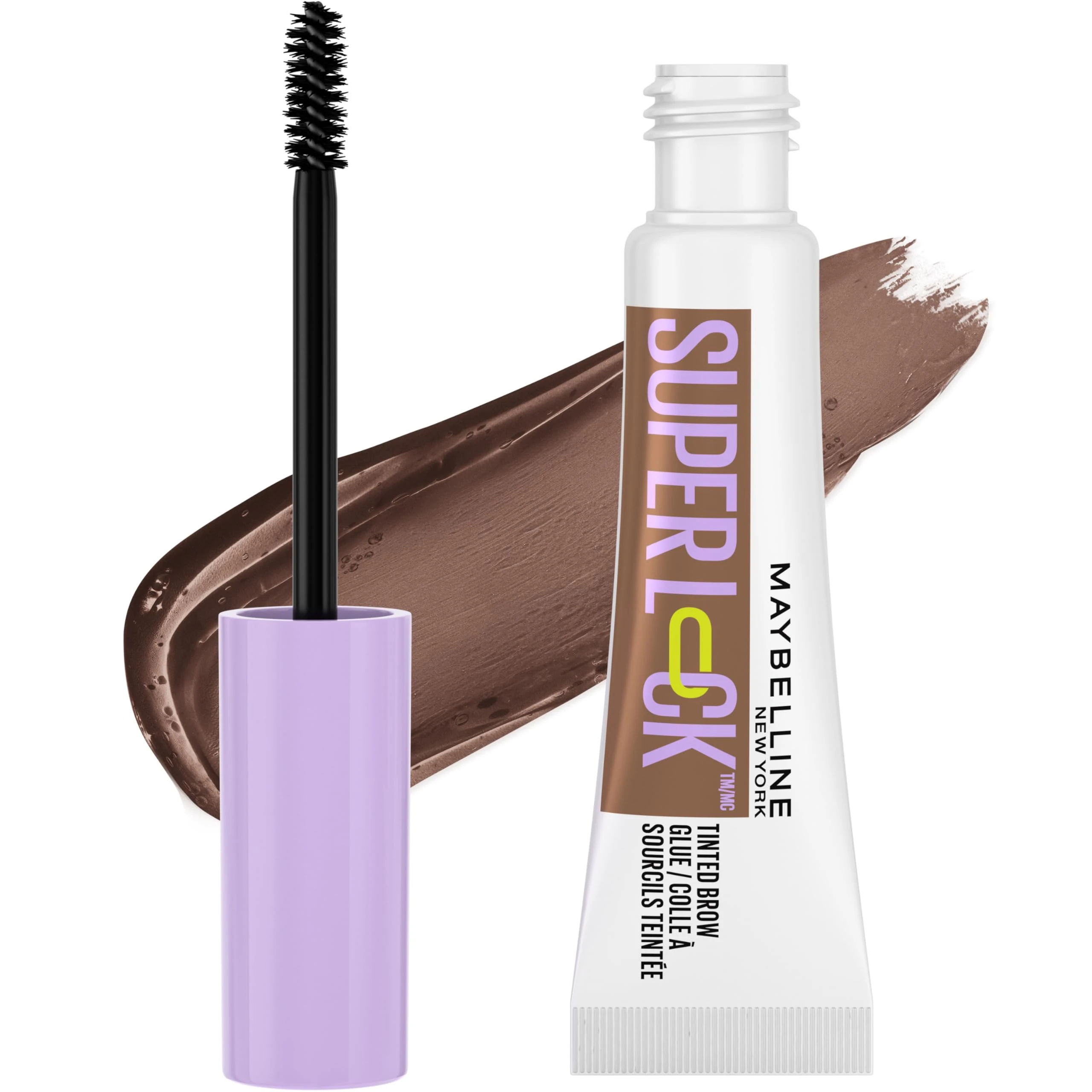 Amazon.com: Maybelline Super Lock Brow Glue Eyebrow Gel, Lightweight and Waterproof Tinted Brow Gel For Up To 24HR Hold, Medium Brown, 1 Count : Beauty & Personal Care