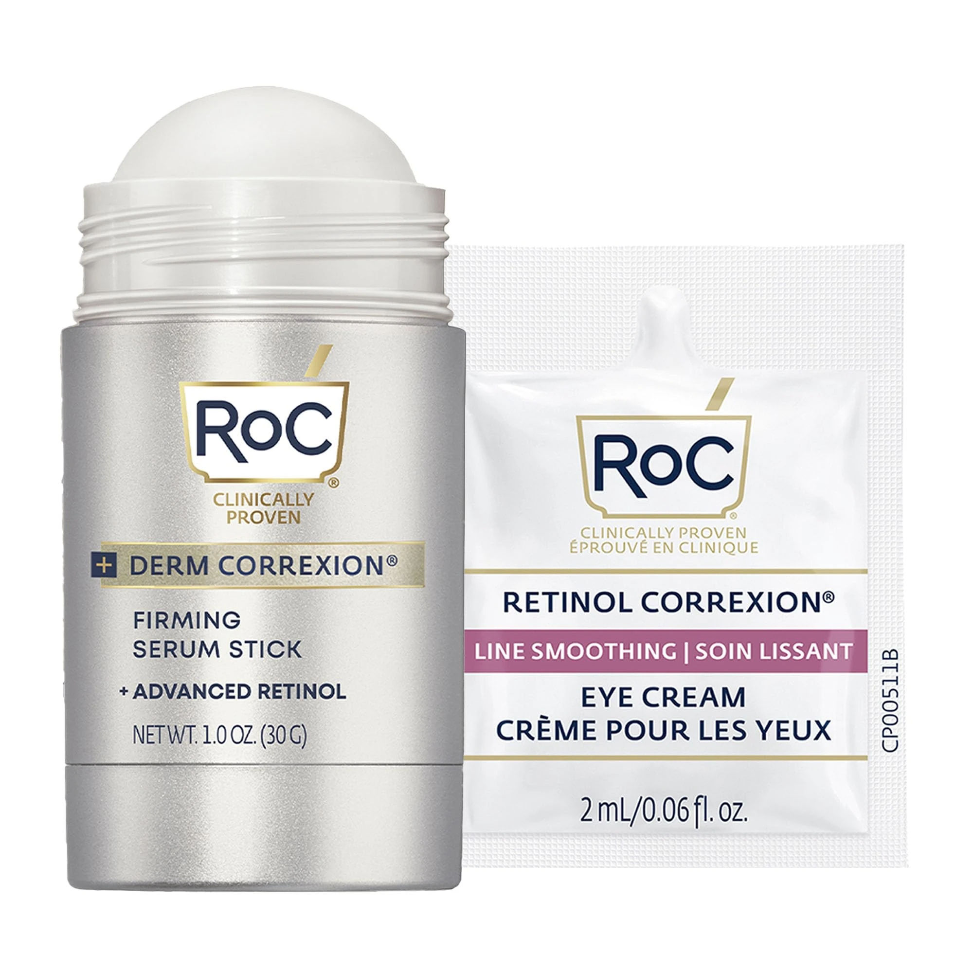 Amazon.com: RoC Derm Correxion Retinol Firming Serum Stick with Antioxidants to Visibly Tighten and Firm Wrinkles and Laugh Lines 1.0 oz plus Retinol Eye Cream Packette : Everything Else