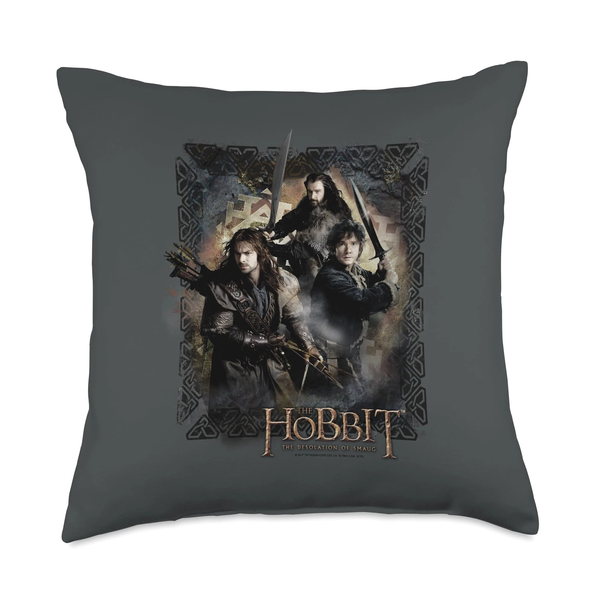 New Line Cinema The Hobbit Weapons Drawn Throw Pillow, 18x18, Multicolor