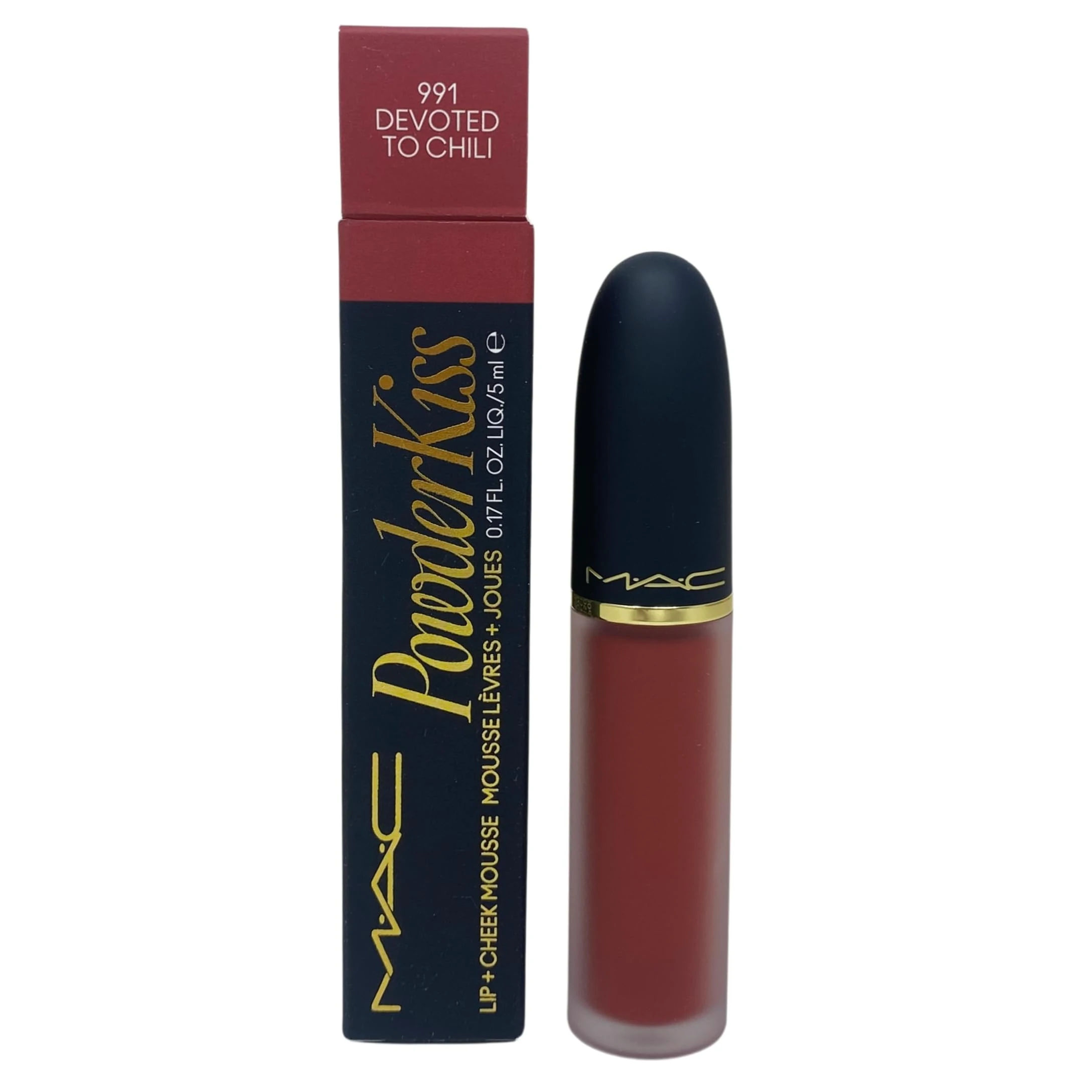 Amazon.com : MAC Cosmetics Powder Kiss Liquid Lip & Cheek Mousse - 991 Devoted To Chili- 0.17 fl oz / 5 mL : Beauty & Personal Care