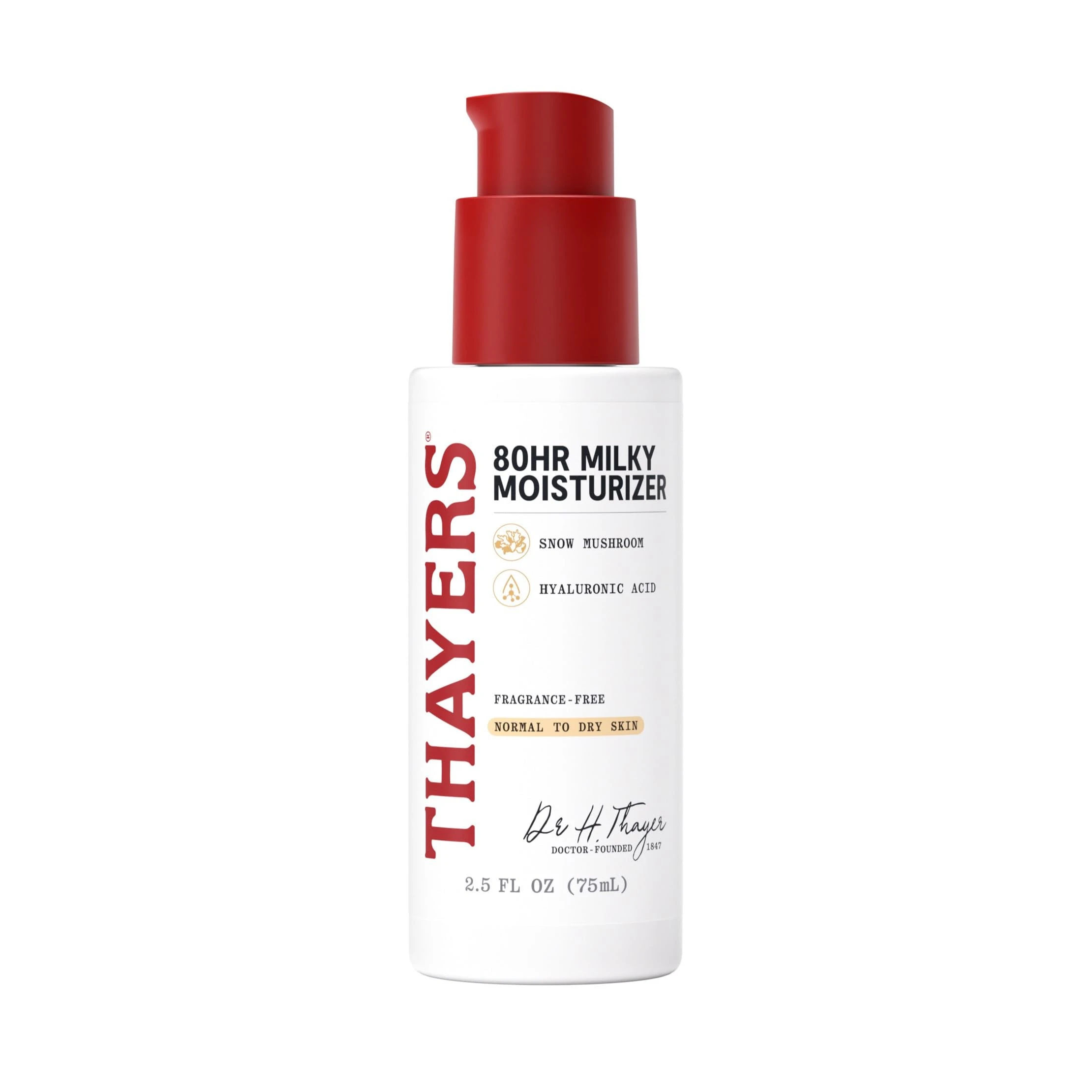 Amazon.com: THAYERS 80HR Face Moisturizer, Face Cream with Hyaluronic Acid and Snow Mushroom, Milky Moisturizer, Lightweight Hydration for Normal to Dry Skin, Fragrance Free Skin Care, 2.5 Oz : Beauty & Personal Care