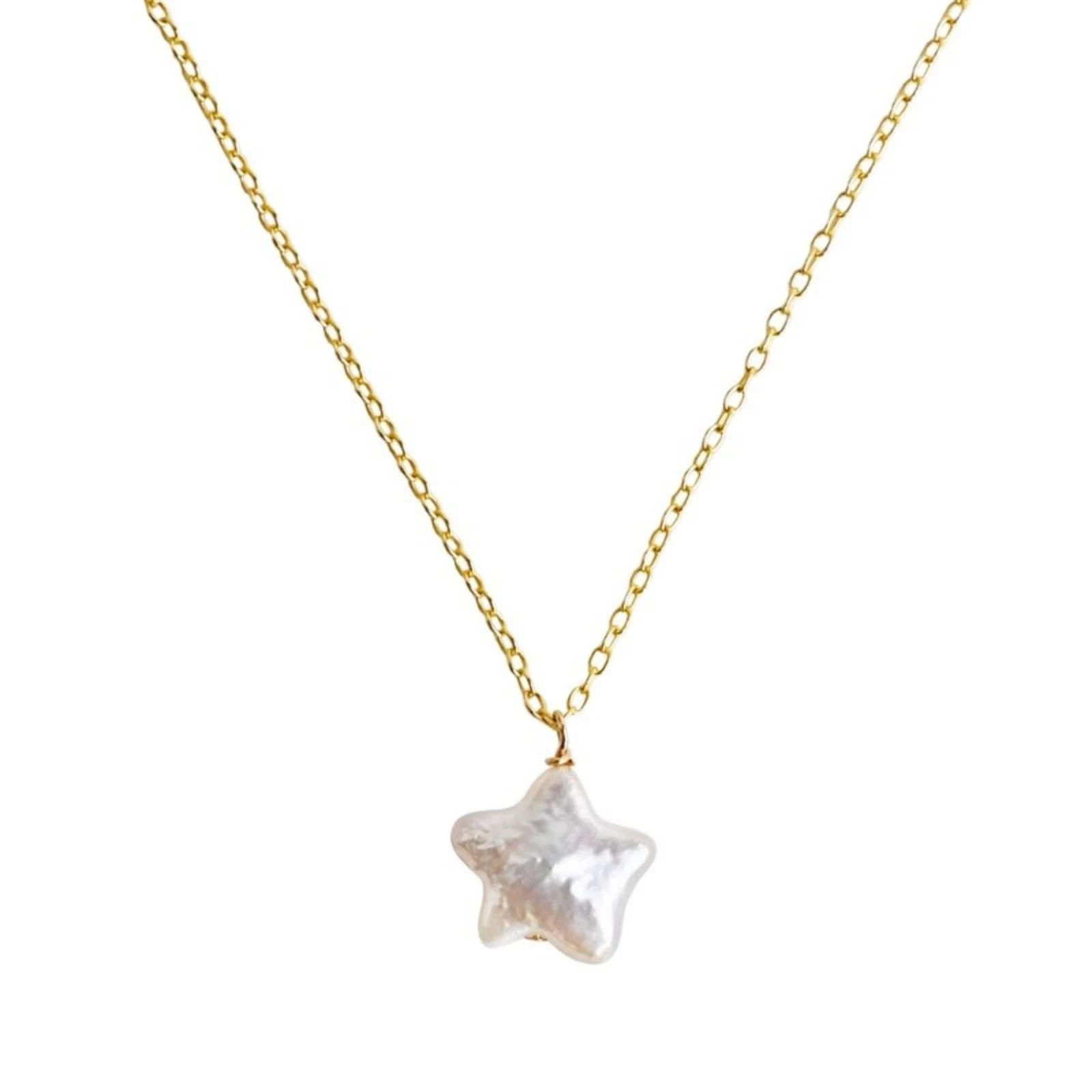 Amazon.com: LOOYUUPEE Natural Baroque Pearl Necklace for Women, Star Shaped Pearl Necklace Jewelry Pentagram Baroque Pearl Jewelry Gift for Mom Lover Her（925 Sterling Silver with Gold Plated : Clothing, Shoes & Jewelry