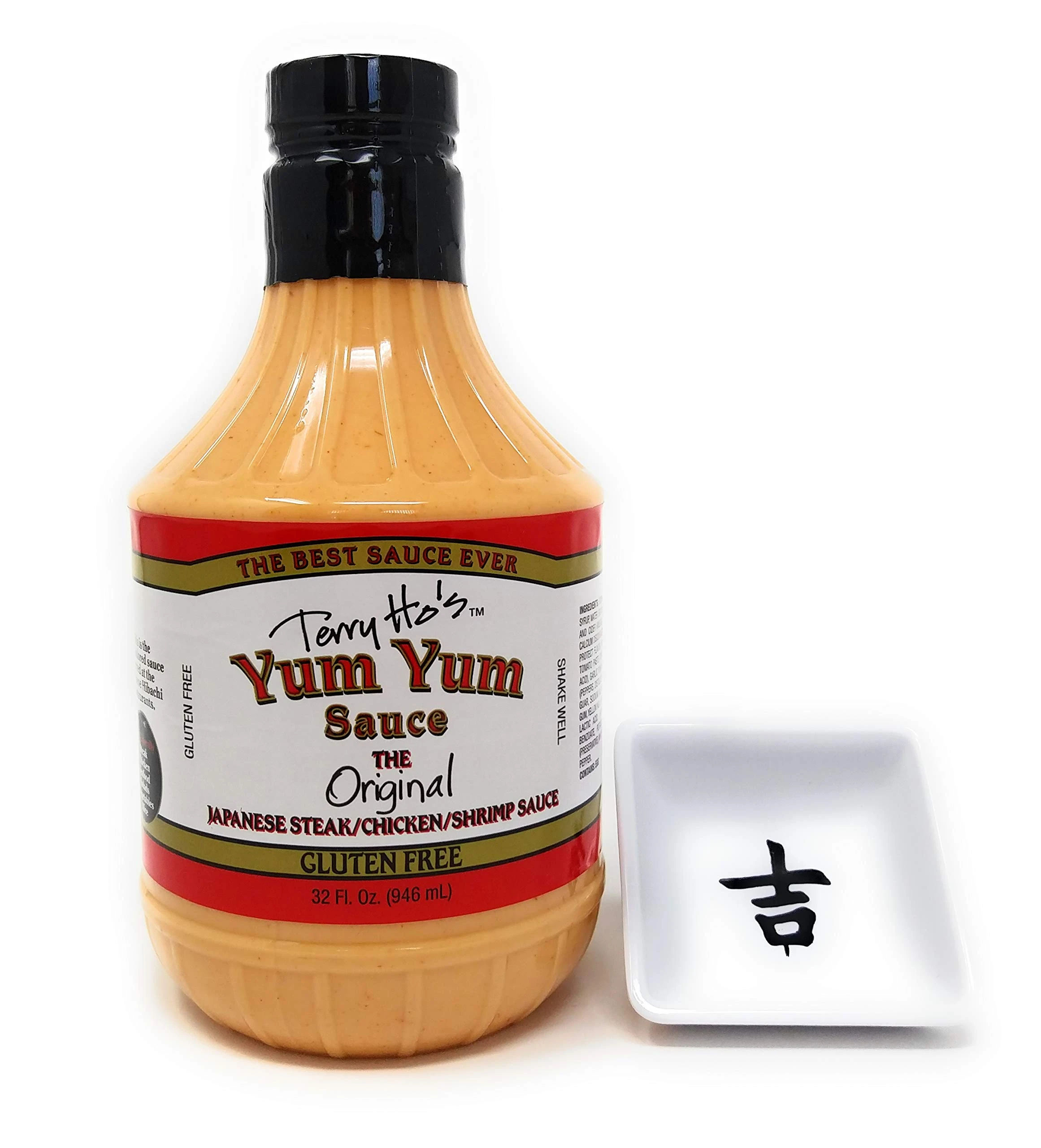 Terry Ho's Yum Yum Sauce Bundle - The Original Japanese Steak/Chicken/Shrimp/Rice Sauce and a Hibachi Restaurant Cup - The Best Pink Sauce in the Biggest Bottle Ever (32 oz)