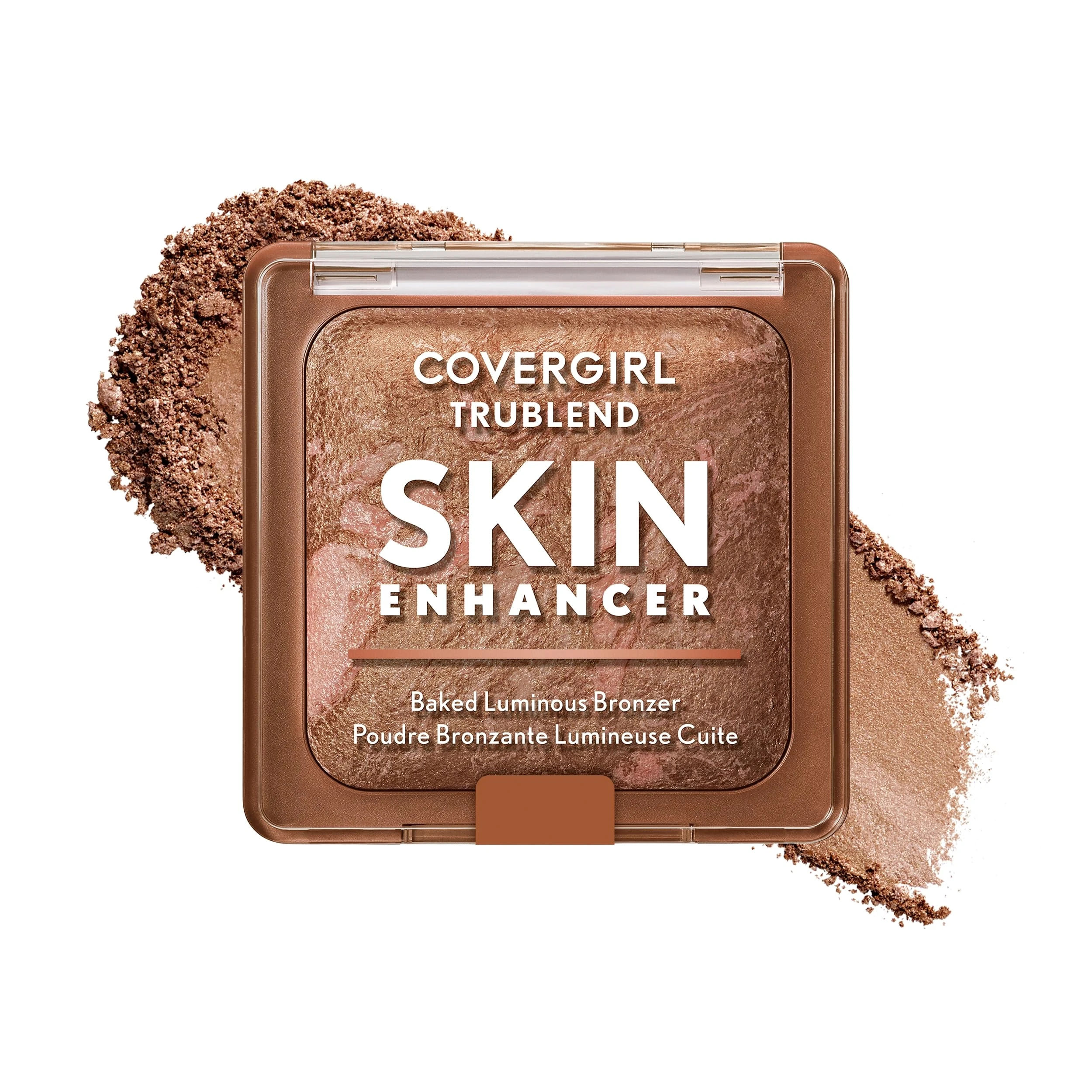 COVERGIRL TruBlend Skin Enhancer Baked Luminous Bronzer, with Hyaluronic Acid & White Rose Extract, Blends Seamlessly - 310 Toasted Butterscotch (Light Medium Bronze with Rose Gold Swirls)