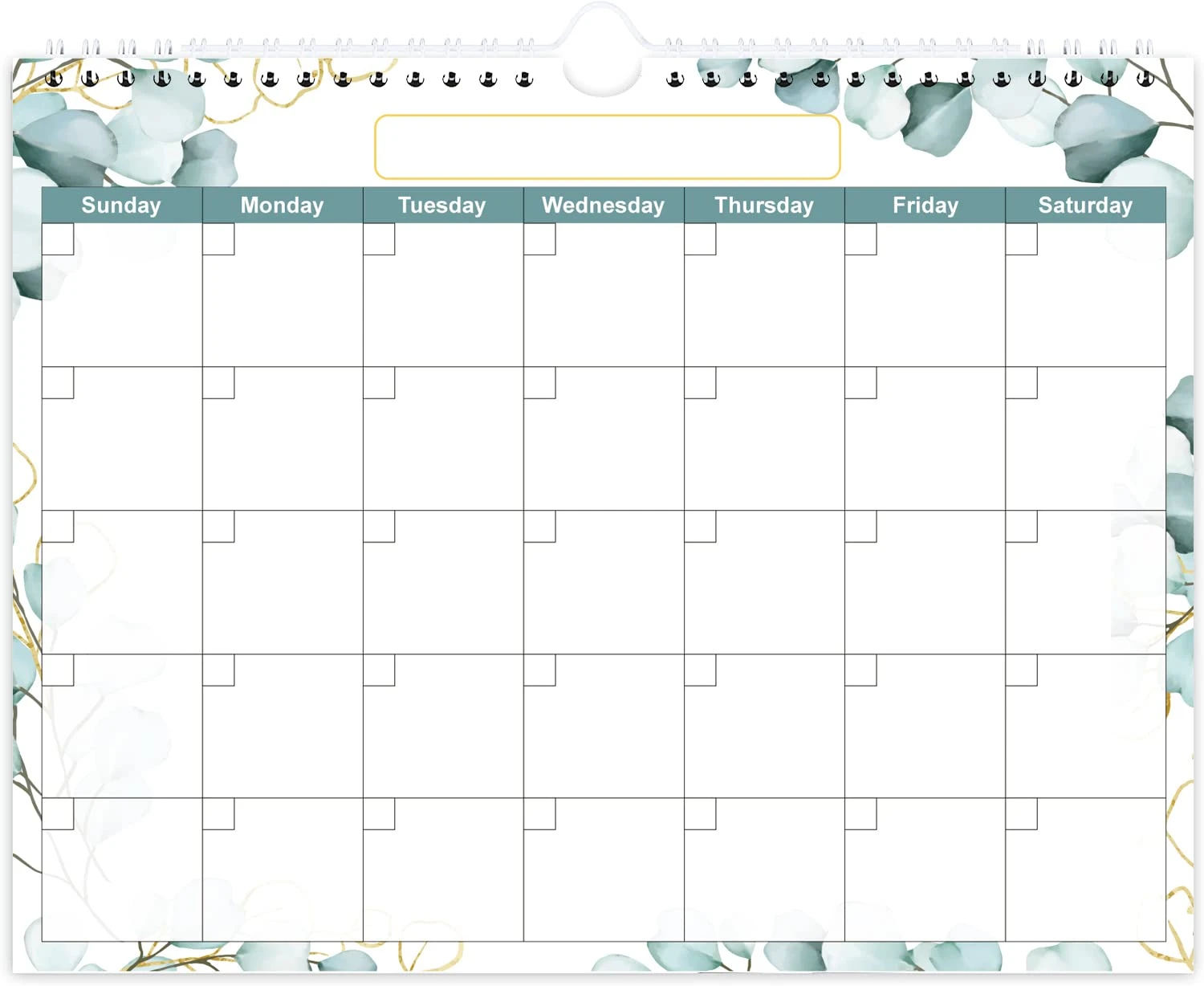 Undated Wall Calendar for 2026 or Any Year - Calendar Planner for Home, Office, Classroom, School, 12 Months Calendar with Thick Paper, 8.5" x 12", Green Leaf