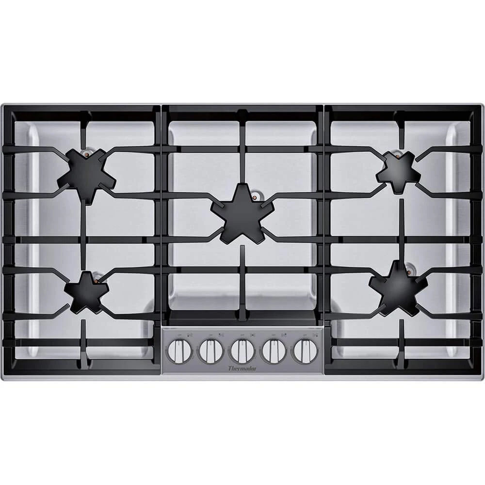 Thermador SGSXP365TS Masterpiece 36 Inch Wide 5 Burner Gas Cooktop with Pedestal Star Burners and ExtraLow Select Burner