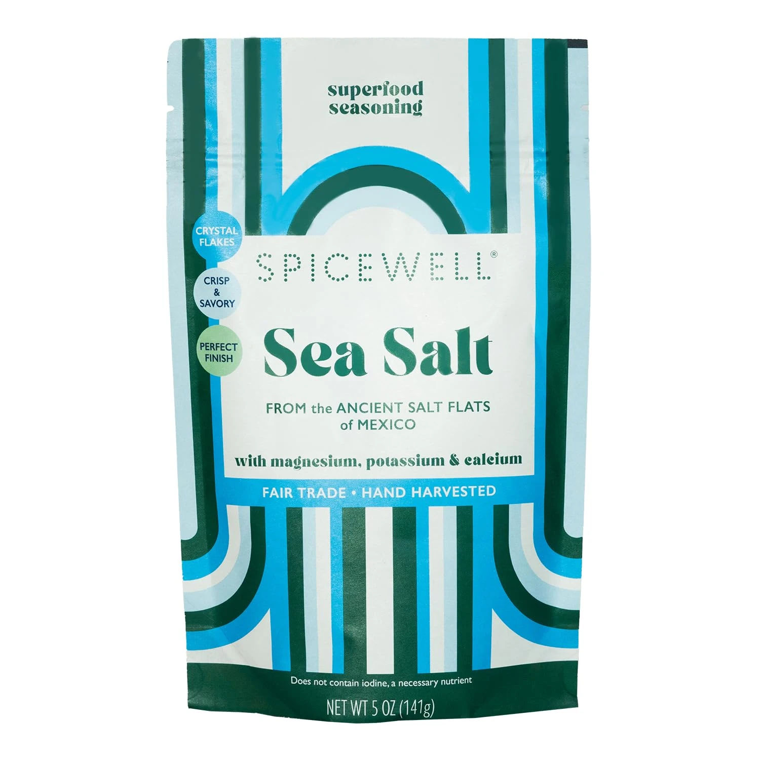 Spicewell Sea Salt Pouch - Artisanal Hand-Harvested, High in Electrolytes, Magnesium, Potassium & Calcium, Plastic Tarp Free, No Iodine - 2oz