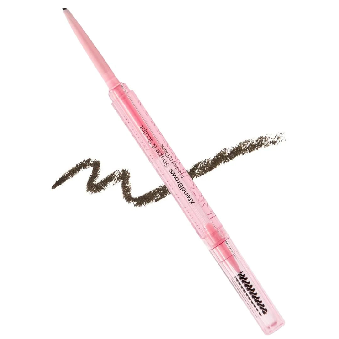 MCoBeauty - XtendBrows Shape & Sculpt Brow Pencil - Medium To Dark - Natural Look Eyebrow Filler Pen with Triangle Tip & Spoolie - Long-Wearing Cream Brow Definer for Fuller Natural Brows