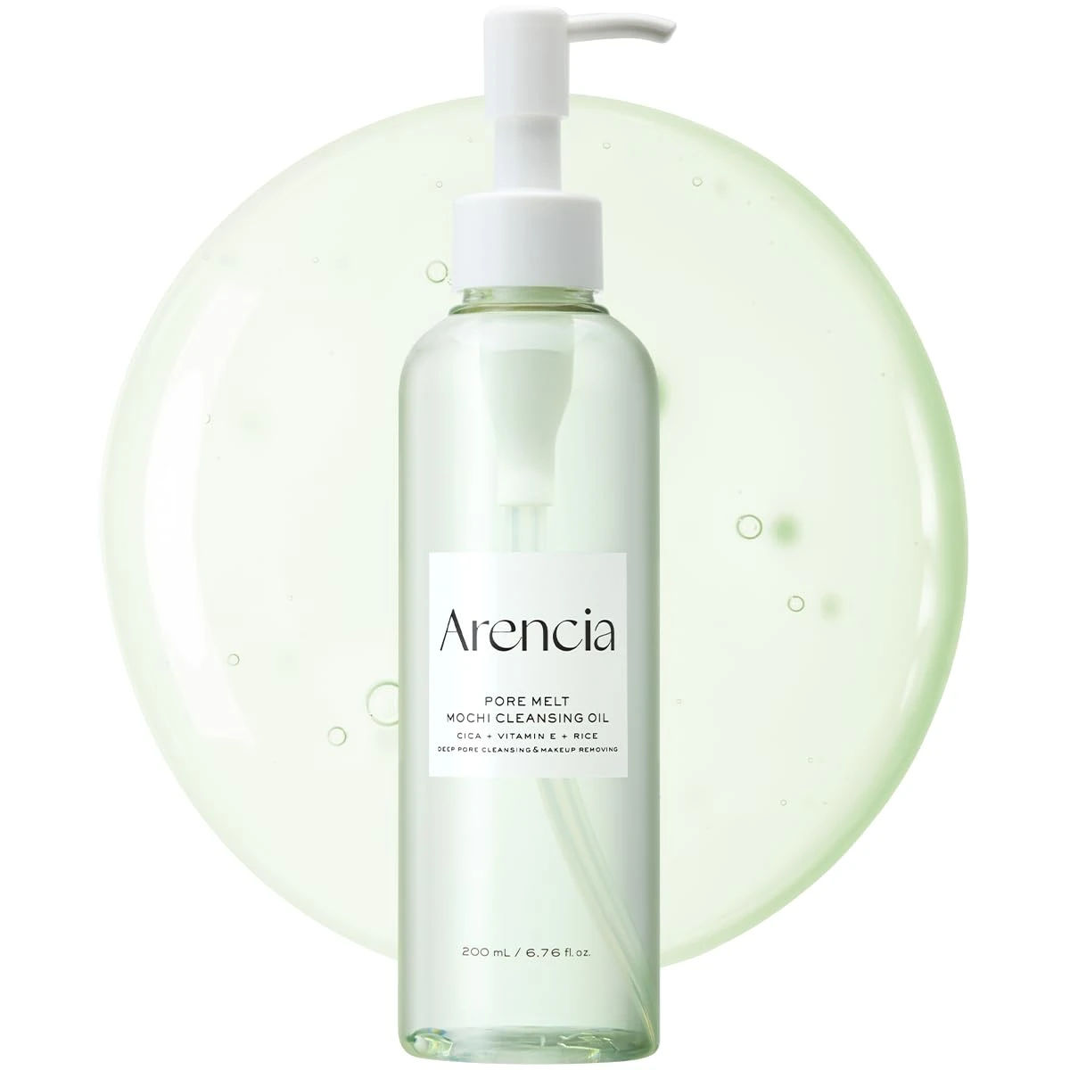 ARENCIA Pore Melt Mochi Makeup-Removing Cleansing Oil, Non-Comedogenic, Rice Amino Acids HD, Vitamin E, Cica, & Ceramide, 6.76 fl oz
