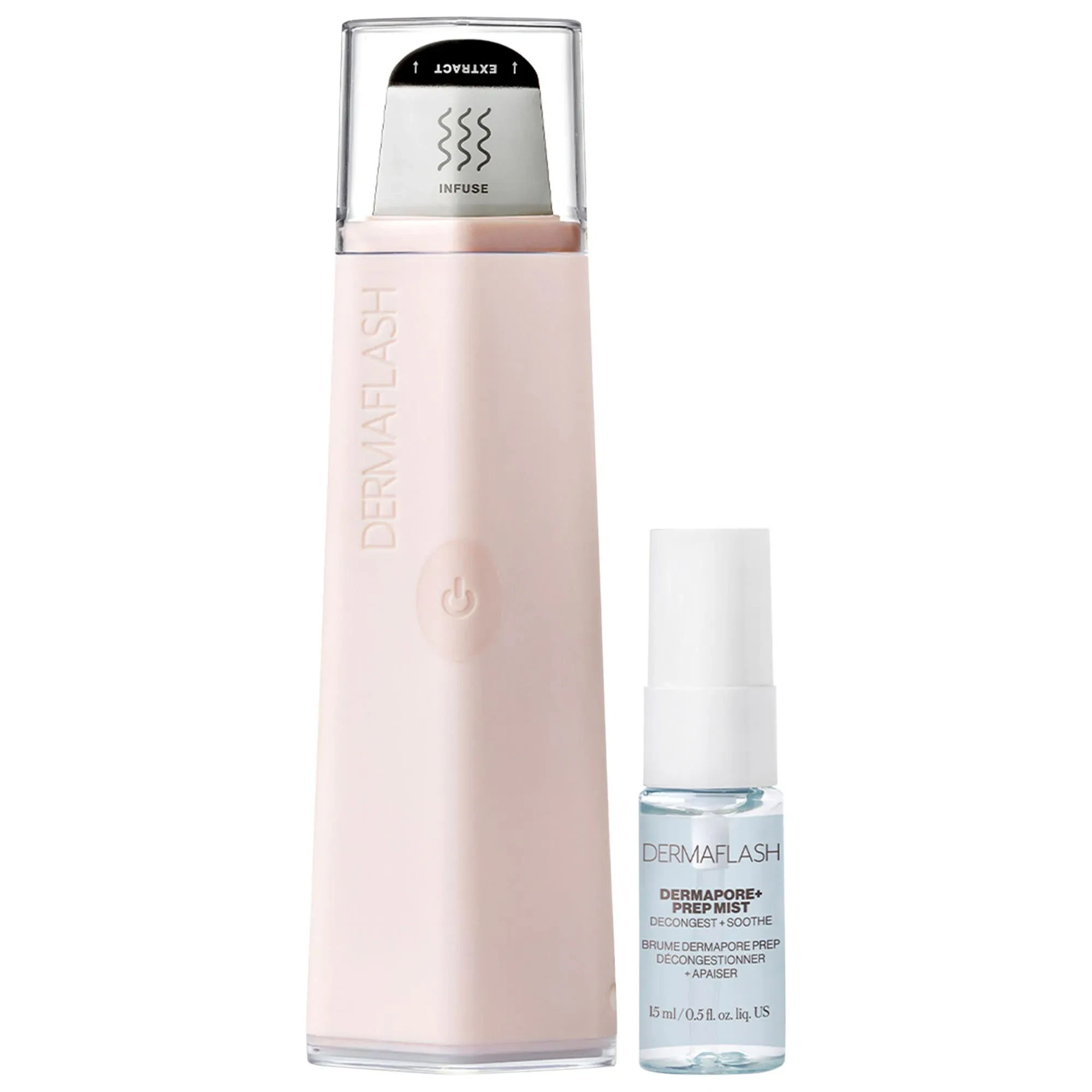 DERMAFLASH DERMAPORE+ Skin Care Device, Ultrasonic 2-in-1 Pore Extractor and Skincare Infuser, Blush