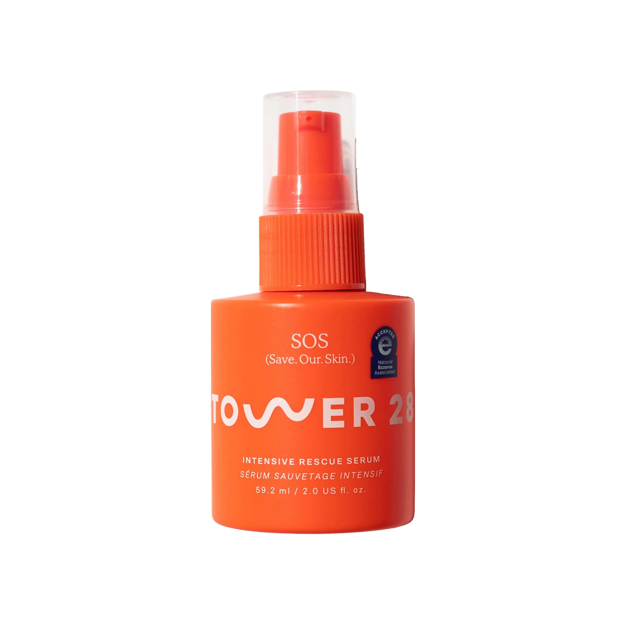Tower 28 SOS Rescue Face Serum - Soothing Facial Serum with Hypochlorous Acid for Irritated, Sensitive Skin - Gently Helps Reduce Redness + Blemishes - Fragrance-Free Everyday Skin Care (2 oz)