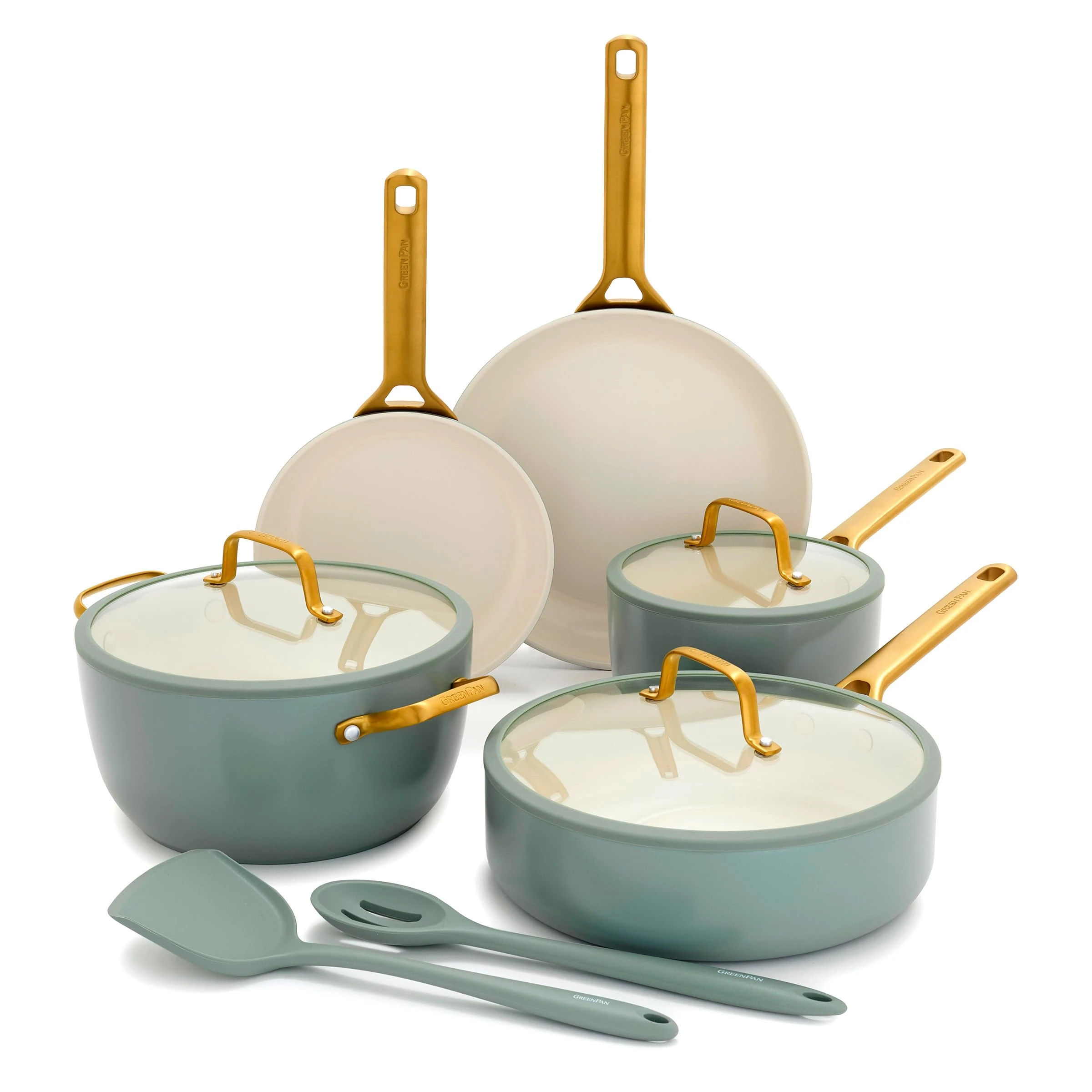 Amazon.com: GreenPan Nonstick Reserve Pro 10 Piece Cookware Set, NSF Certified Ceramic, Hard Anodized PFAS-Free Pots & Pans Set with Lids, Stainless Steel Handles, Oven & Dishwasher Safe, Moss Green: Home & Kitchen