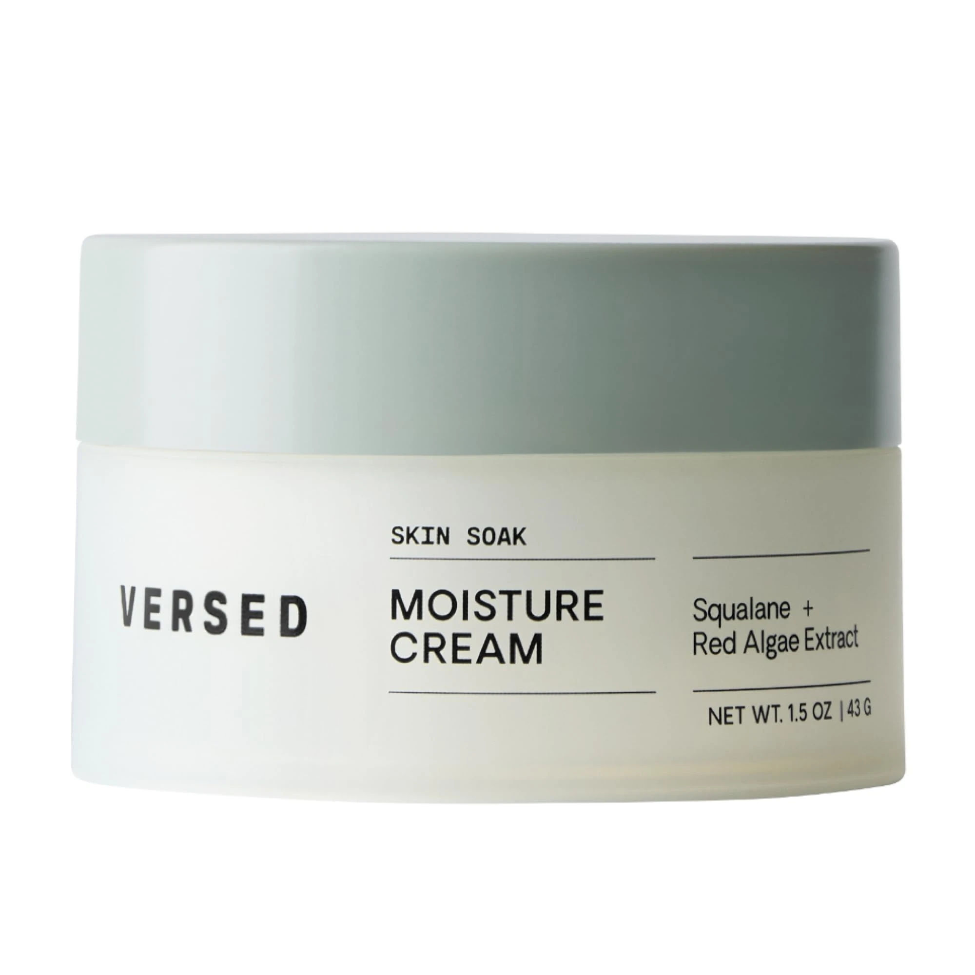 Versed Skin Soak Rich Moisture Face Cream - Daily Facial Moisturizer with Squalane Oil, Hyaluronic Acid, Vitamin E + Red Algae - Smooth, Non-Greasy Night Cream for Aging, Dry Skin - Vegan (1.5 oz)