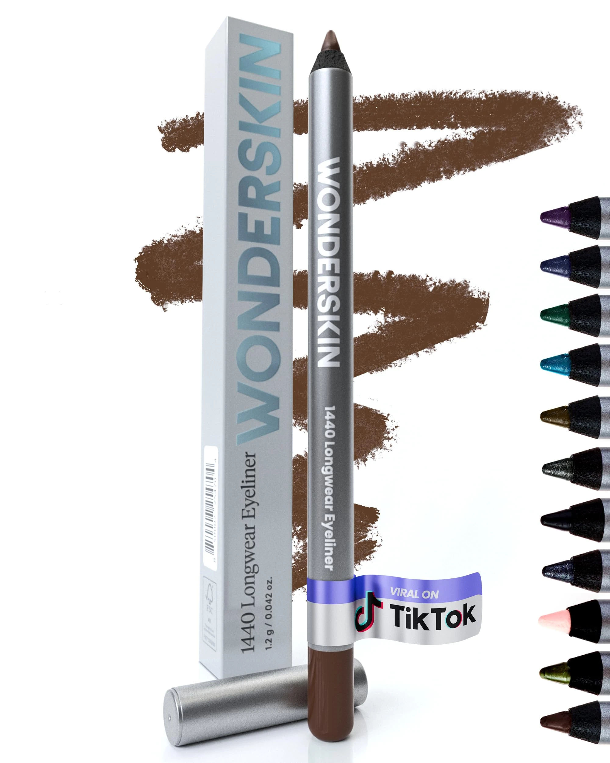 Wonderskin Eyeliner Pencil, 1440 Longwear Brown Eyeliner Pencil - Waterproof, Sharpenable & Smudge Proof (Brown Sugar)