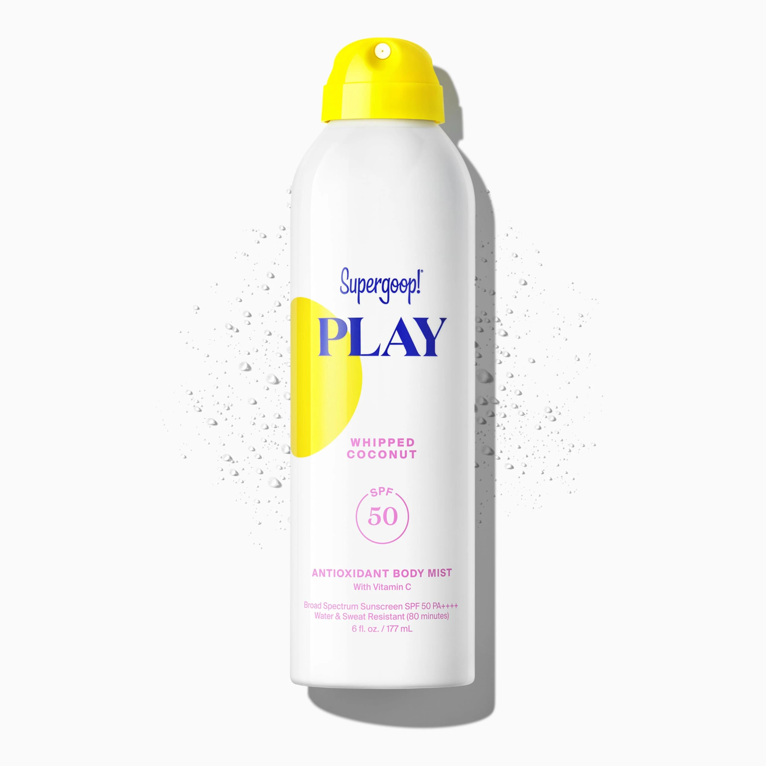 Supergoop! Play Antioxidant Body Mist w/Vitamin C - 6 fl oz - SPF 50 PA++++ Broad Spectrum Sunscreen - Body Spray - Great for Active Days - Whipped Coconut