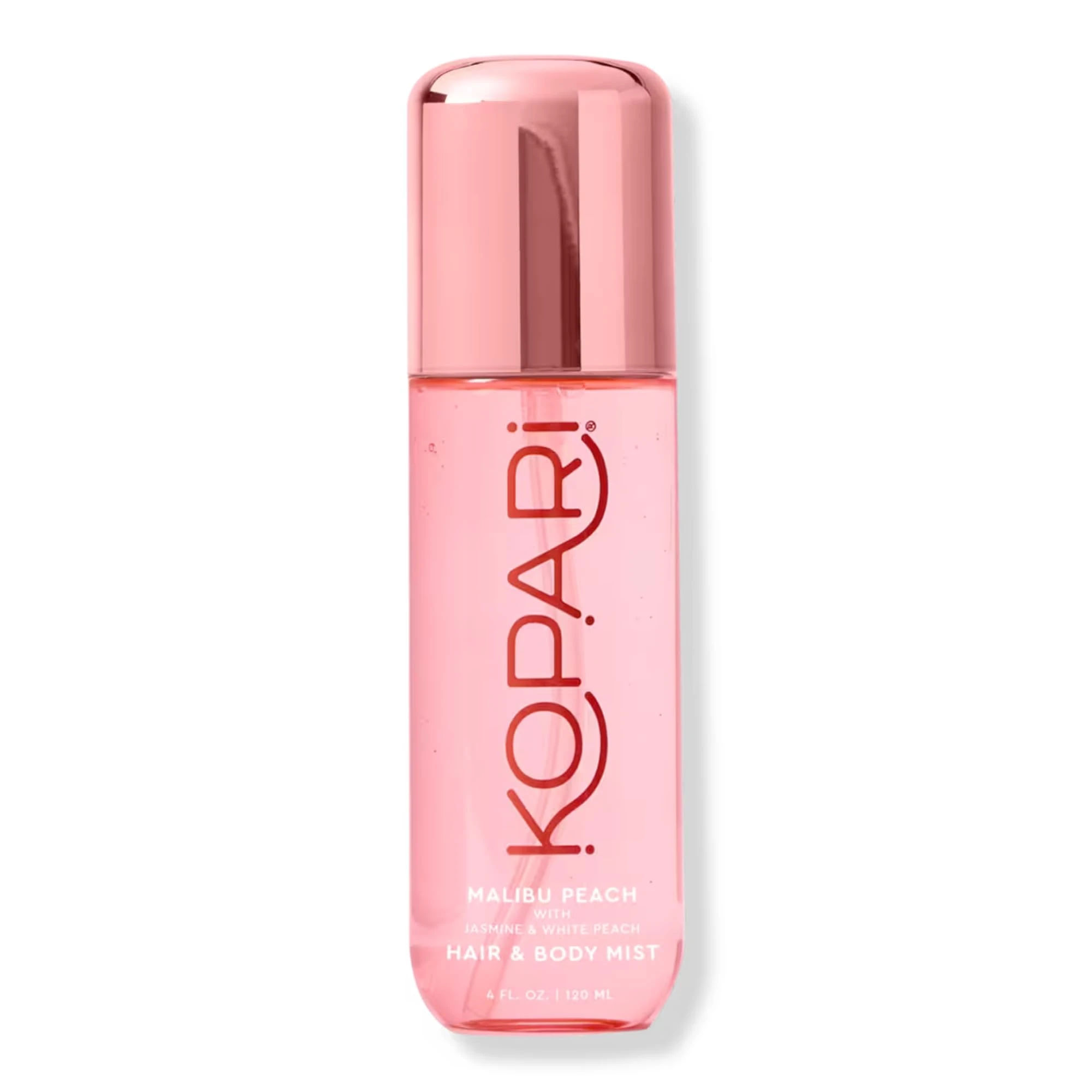 Kopari Hair & Body Mist Malibu Peach, Long-Lasting Playful Vibrant Tropical Scent, Warm Floral Fragrance, Blend of Peach with a Kiss of Jasmine, 4 oz