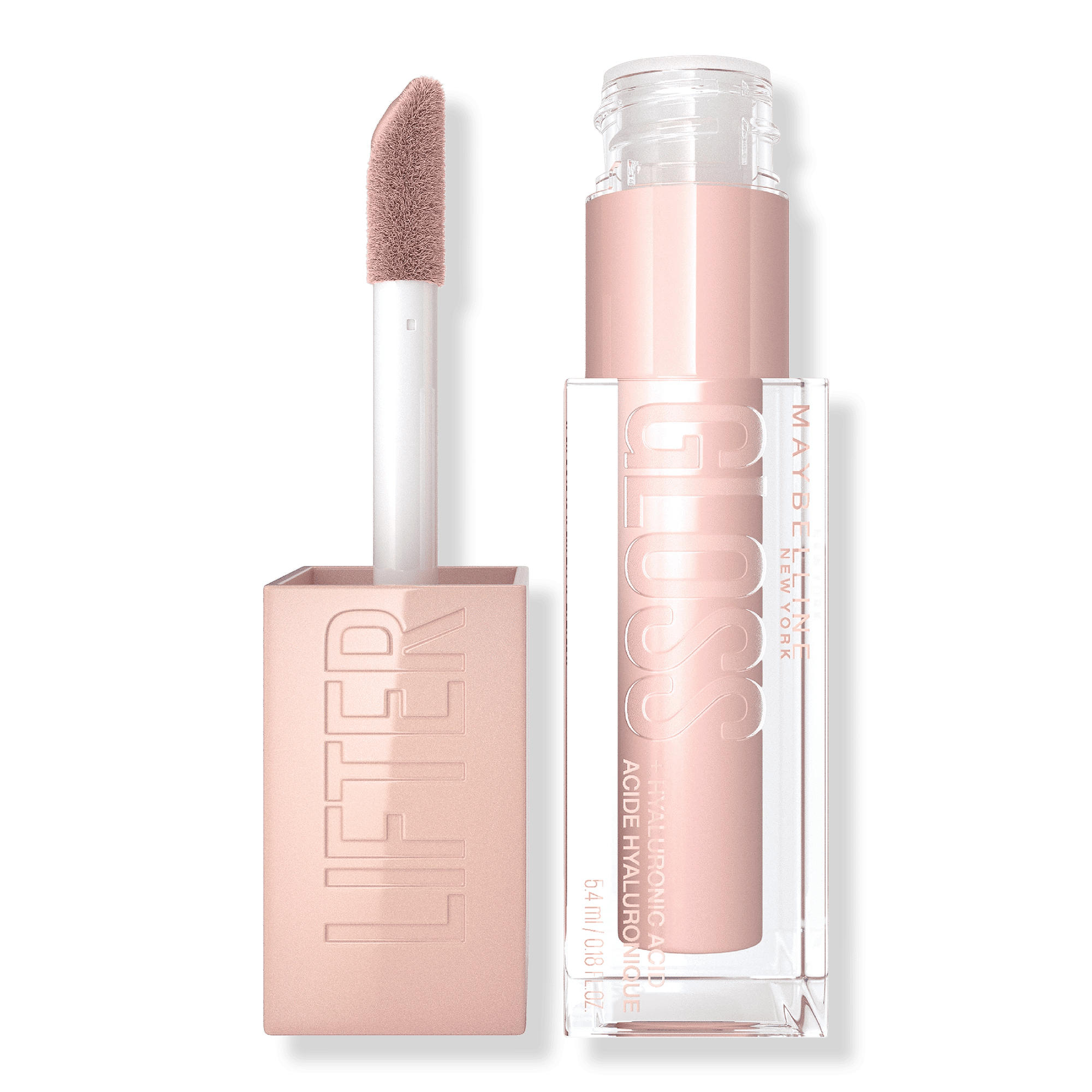Maybelline Lifter Gloss, Hydrating Lip Gloss with Hyaluronic Acid, Ice, Pink Neutral, 0.18 Ounce