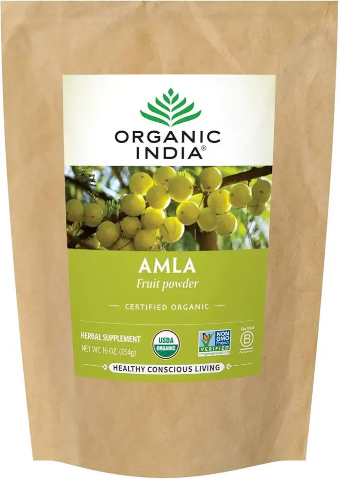 ORGANIC INDIA Amla Powder - Holy Basil, Immune Support, Vitamin C for Immune System, Vegan, Kosher, Ayurvedic Superfood, Antioxidants, Non-GMO Amla Powder Organic - 1 Lb Bag