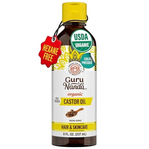 GuruNanda Castor Oil USDA Certified Organic, Pure & Natural, 8 fl oz