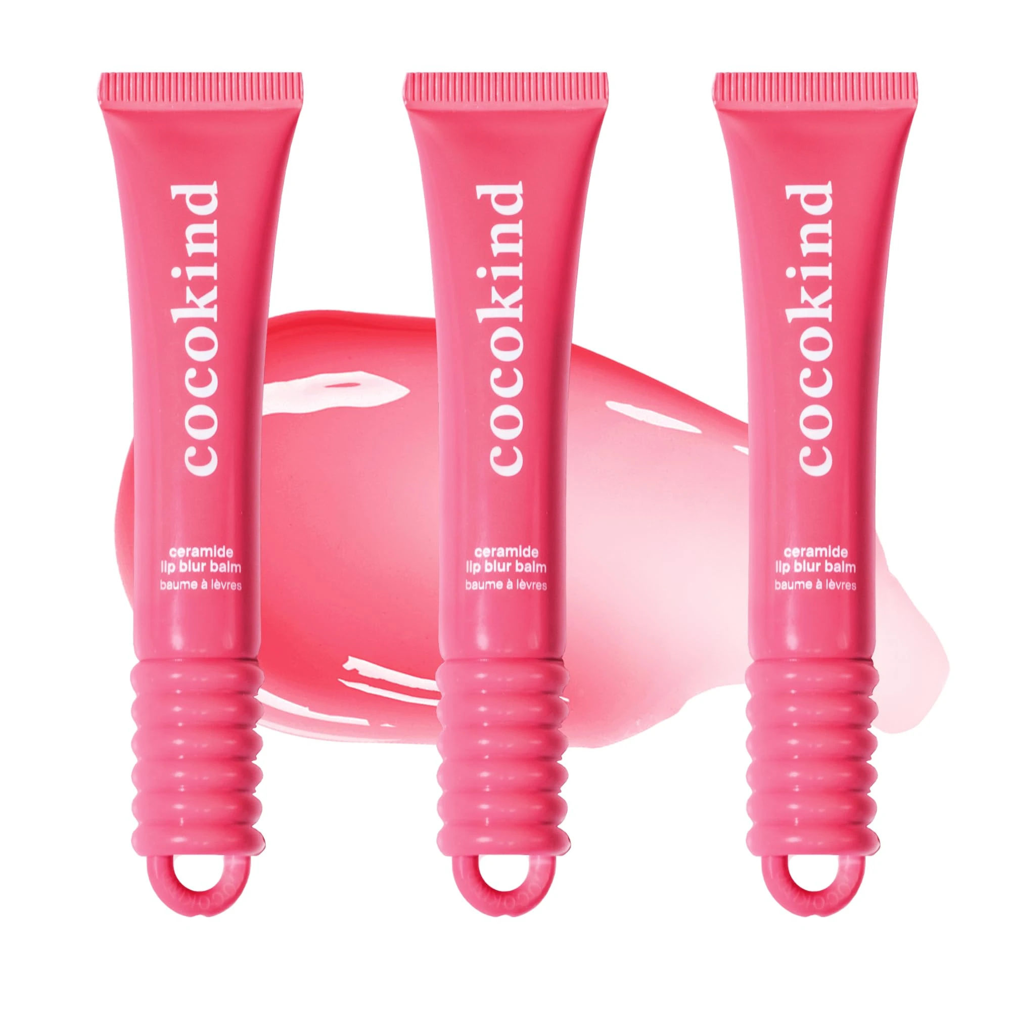 Cocokind Ceramide Lip Blur Balm, Be Brave - Hot Pink Hydrating Lip Balm with Ceramides & Peptides, Made for Sensitive Skin & Lips, Unflavored & Fragrance-Free - 3 pack