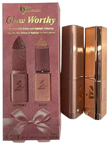 LYS Beauty Glow Worthy 2-Piece Mini Bronze & Highlight Stick Duo – Harmony + Brave – No Limits Cream Bronzer & Aim High Highlighter – 0.09 oz / 2.5 g Each