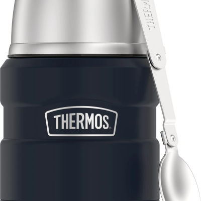 THERMOS Stainless King Vacuum-Insulated Food Jar with Spoon, 16 Ounce, Midnight Blue