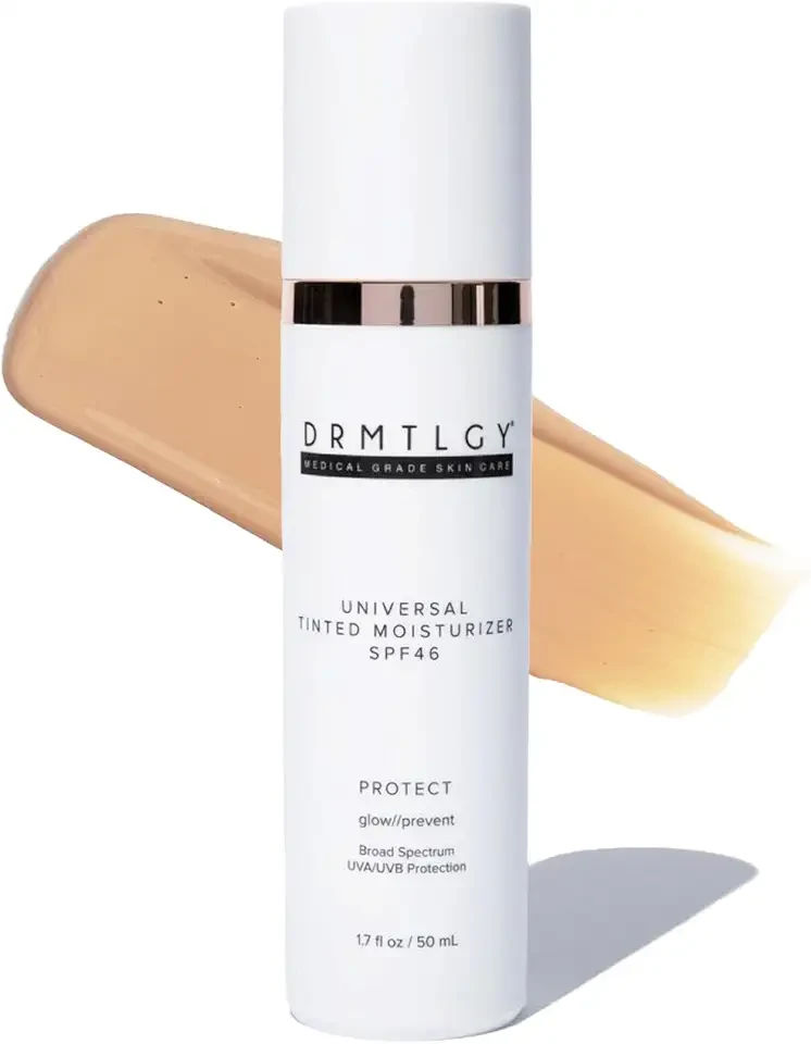 DRMTLGY Universal Tinted Moisturizer SPF 46 – Hydrating Dewy Tinted Sunscreen for Face with Zinc Oxide & Octinoxate – Niacinamide & Hyaluronic Acid – Broad Spectrum Lightweight Daily SPF, 1.7 oz