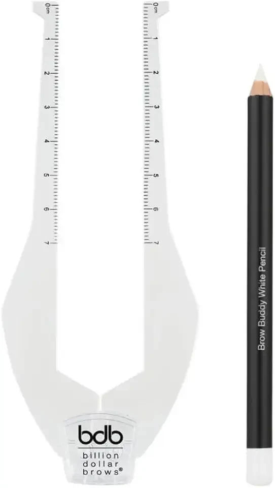 bdb 2-Piece Brow Buddy Contour Stencil Microblading Kit – Achieve Symmetrical, Perfectly Shaped Brows, Ideal for Tweezing, Threading & Waxing, Vegan & Cruelty-Free - Clear