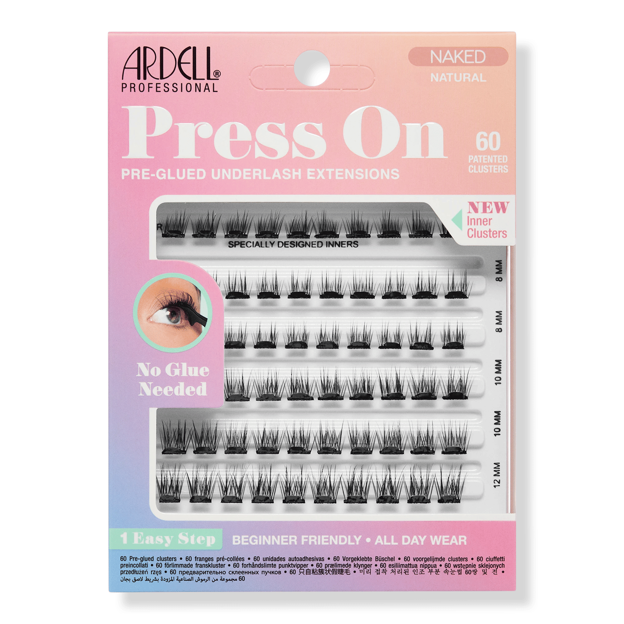 Press On Pre-glued Underlash Extensions, Naked Natural