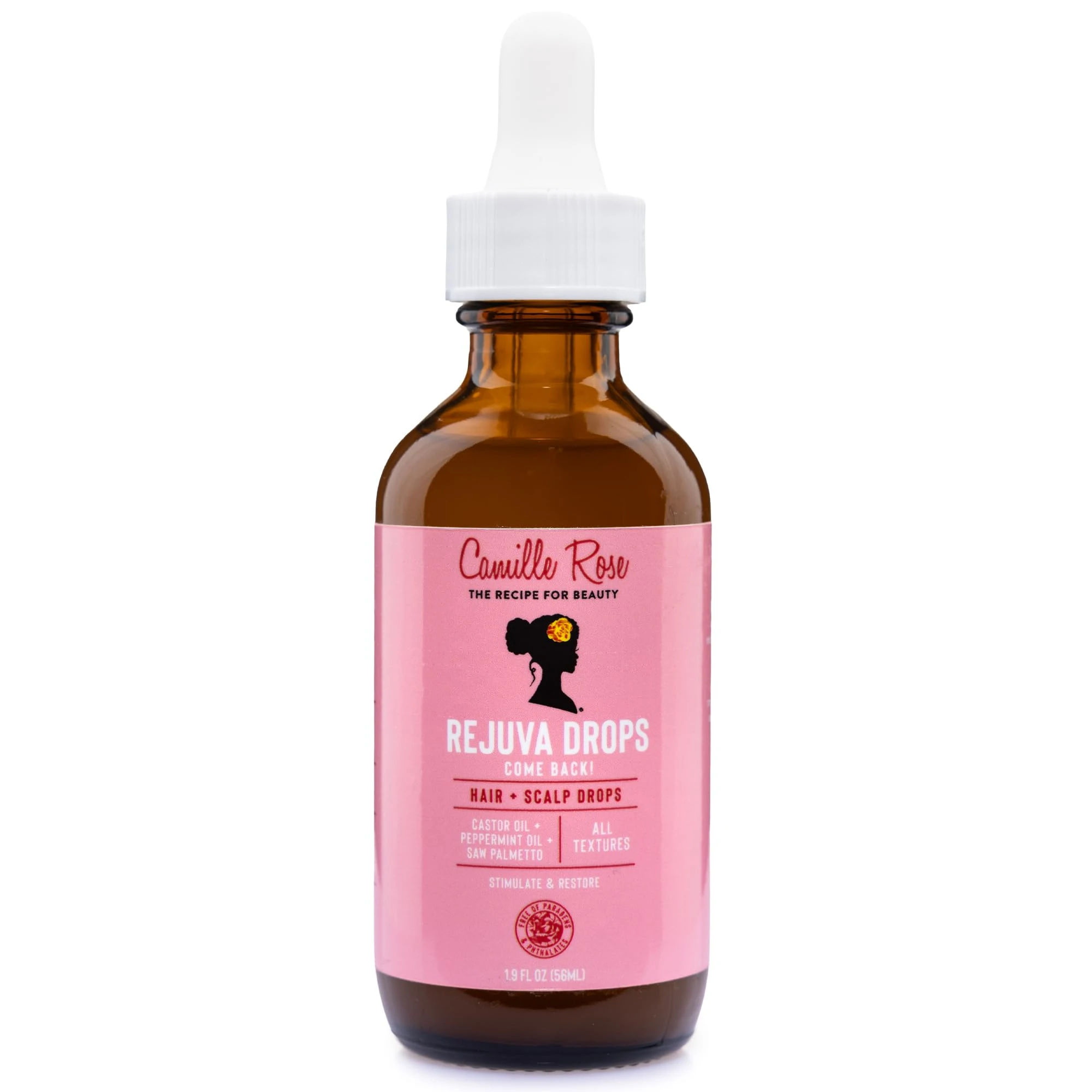 Camille Rose Rejuva Drops, Come Back Hair + Scalp Serum – Castor Oil, Saw Palmetto, Lavender, Peppermint Oil for Rejuvenating Hair and Scalp Care, 1.9 Fl Oz