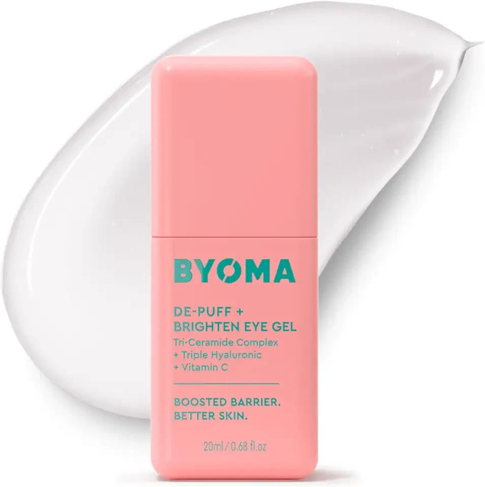 BYOMA De-Puff + Brighten Eye Gel - Lightweight Gel Eye Cream for Dark Circles, Puffiness & Wrinkles - Under Eye Cream With Hyaluronic Acid & Vitamin C - Barrier Repair Skincare - 0.68 fl. oz