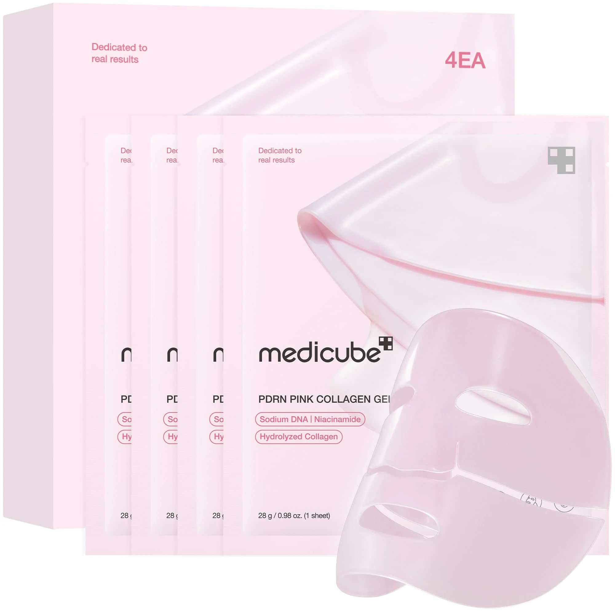 medicube Jelly Gel Mask with Salmon DNA PDRN Pink Collagen | Overnight Face Mask for Glass Glow Skin | Elasticity, Hydrating, Firming and Moisturizing | Korean Skincare, 28g x 4ea