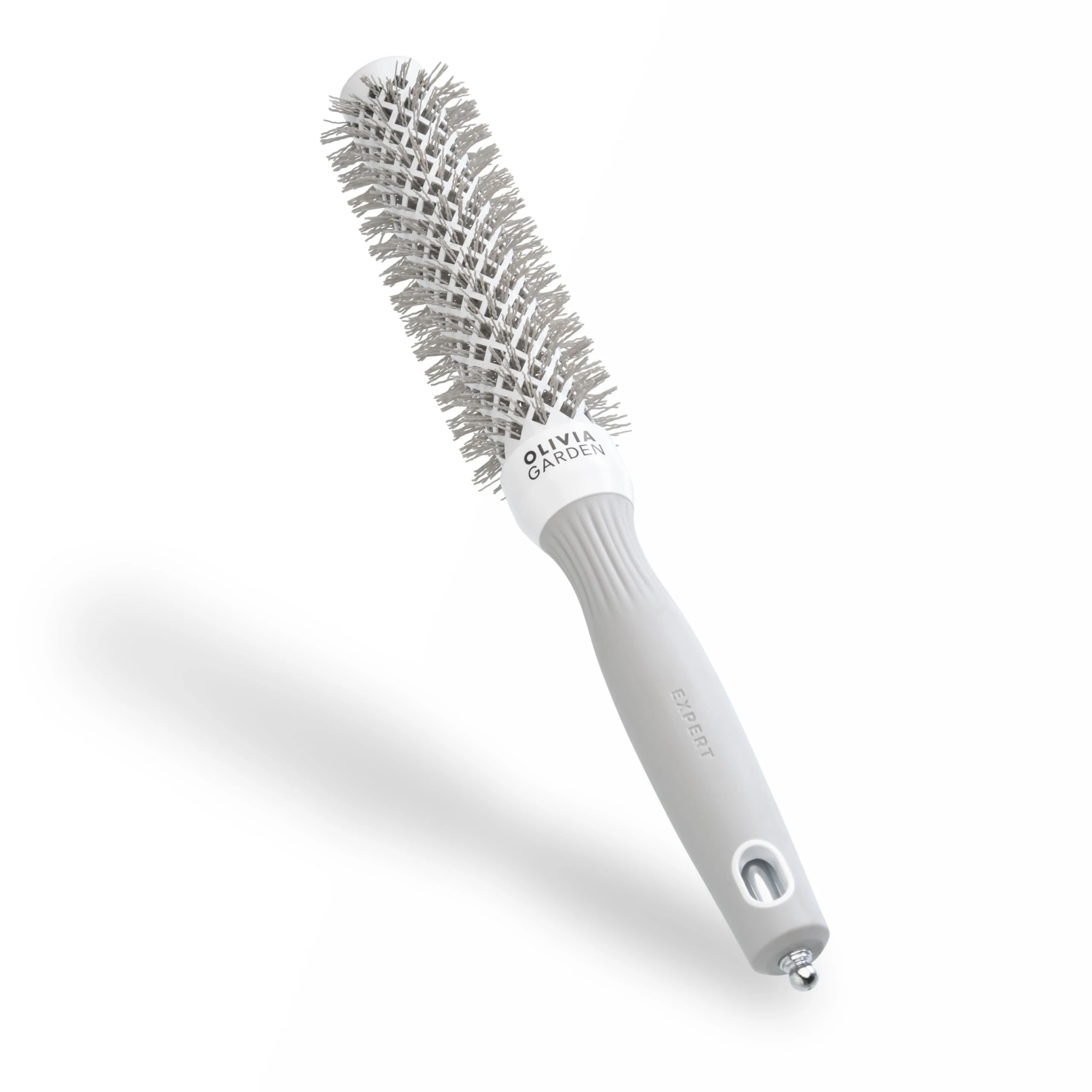 Olivia Garden Expert Blowout Speed - White & Grey - 25 - Ceramic Round Brush with Extra Long Barrel for 25% Faster Blowouts