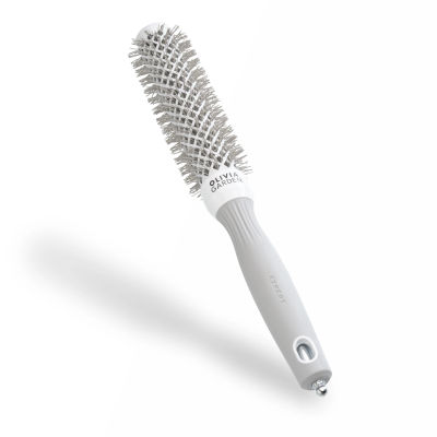 Olivia Garden Expert Blowout Speed - White & Grey - 25 - Ceramic Round Brush with Extra Long Barrel for 25% Faster Blowouts