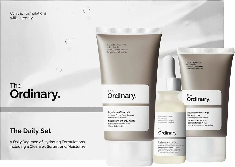 The Ordinary The Daily Set, Daily Skincare Routine with Squalane Cleanser, Hyaluronic Acid 2% + B5, and Natural Moisturizing Factors + HA | Skin Care Set