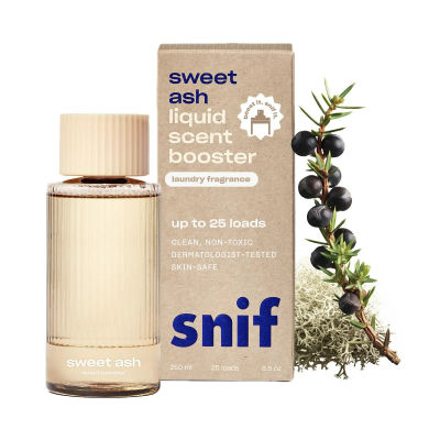 Snif Sweet Ash Scent Booster, Low Key Sweet and Earthy Scent, 25 Loads, Non-Irritating to Skin, Clean, Non-Toxic, Vegan, Cruelty Free, 8.5oz