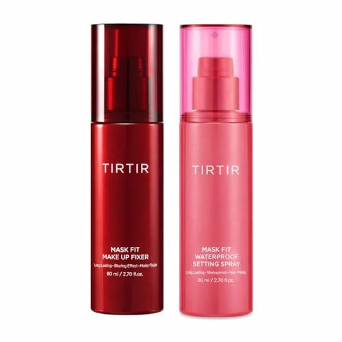 TIRTIR Setting Spray Duo Bundle – Mask Fit Make Up Fixer + Waterproof Setting Spray – 24H Long Lasting Transfer Resistant, Sweatproof, Semi Matte Korean Makeup Setting Spray
