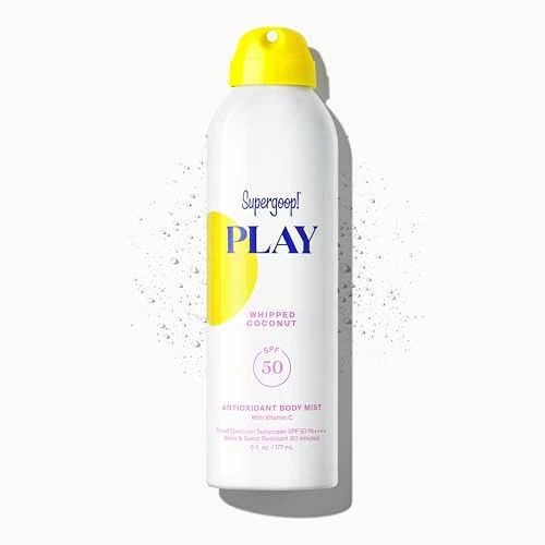 Supergoop! Play Antioxidant Body Mist w/Vitamin C - 6 fl oz - SPF 50 PA++++ Broad Spectrum Sunscreen - Body Spray - Great for Active Days - Whipped Coconut