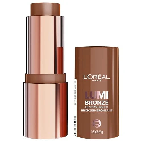 L'Oreal Paris Lumi Bronze Le Stick Soleil Bronzer Stick, Cream-To-Powder Bronzer For A Sunkissed Face Makeup Glow, 130 Sunset Doré