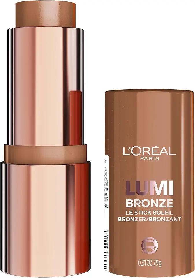 L'Oreal Paris Lumi Bronze Le Stick Soleil Bronzer Stick, Cream-To-Powder Bronzer For A Sunkissed Face Makeup Glow, 110 Toasted Sunlight